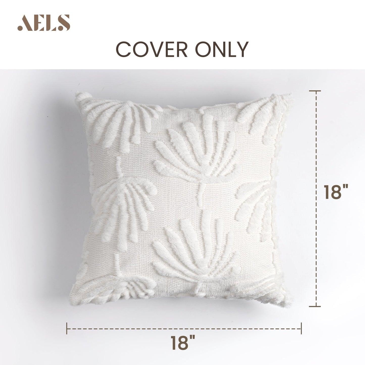 AELS Decorative Throw Pillow Covers 18x18, Set of 2, Modern Farmhouse Fan Palm Leaves Soft Plush Couch Pillow Case for Bed Couch Sofa, Green (Covers Only)