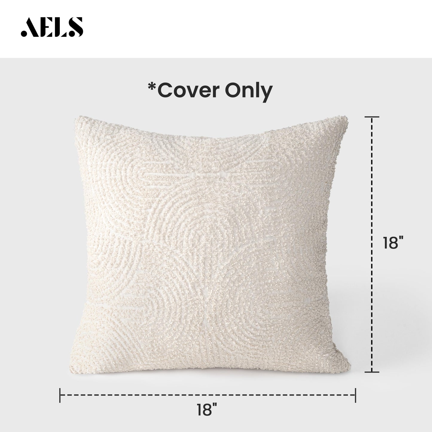 AELS Boho Decorative Textured Throw Pillow Covers 18x18, Modern Mid Century Rainbow Tufted Pillow Case, Farmhouse Rustic Geometric Woven Cushion Case for Bed Couch Sofa, Creamy White