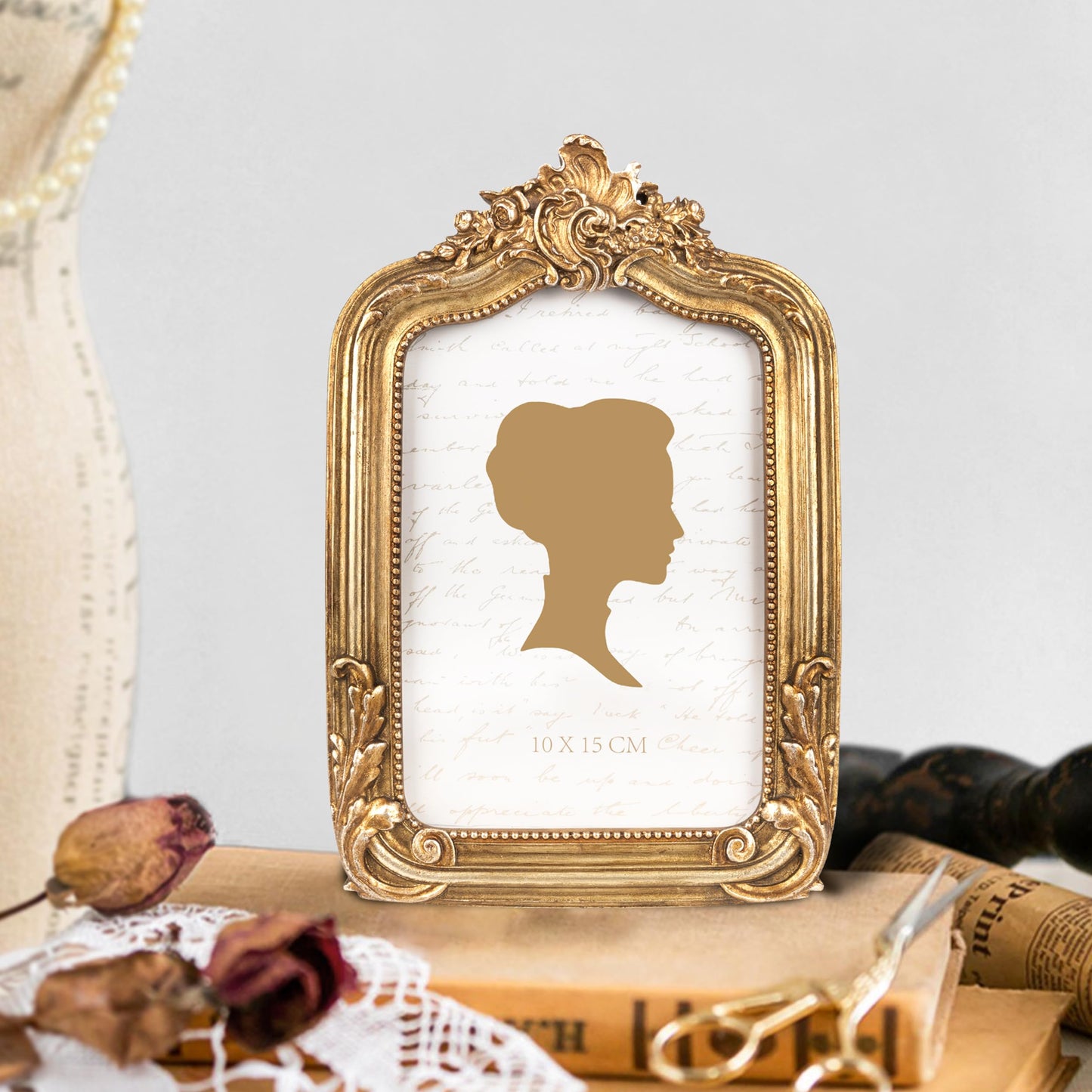AELS 8x10 Inch Vintage Picture Frame, Elegant Antique Photo Frames with Glass Front, Photo Display, Tabletop Wall Hanging, Gift Ideas, Gold and Sage Green