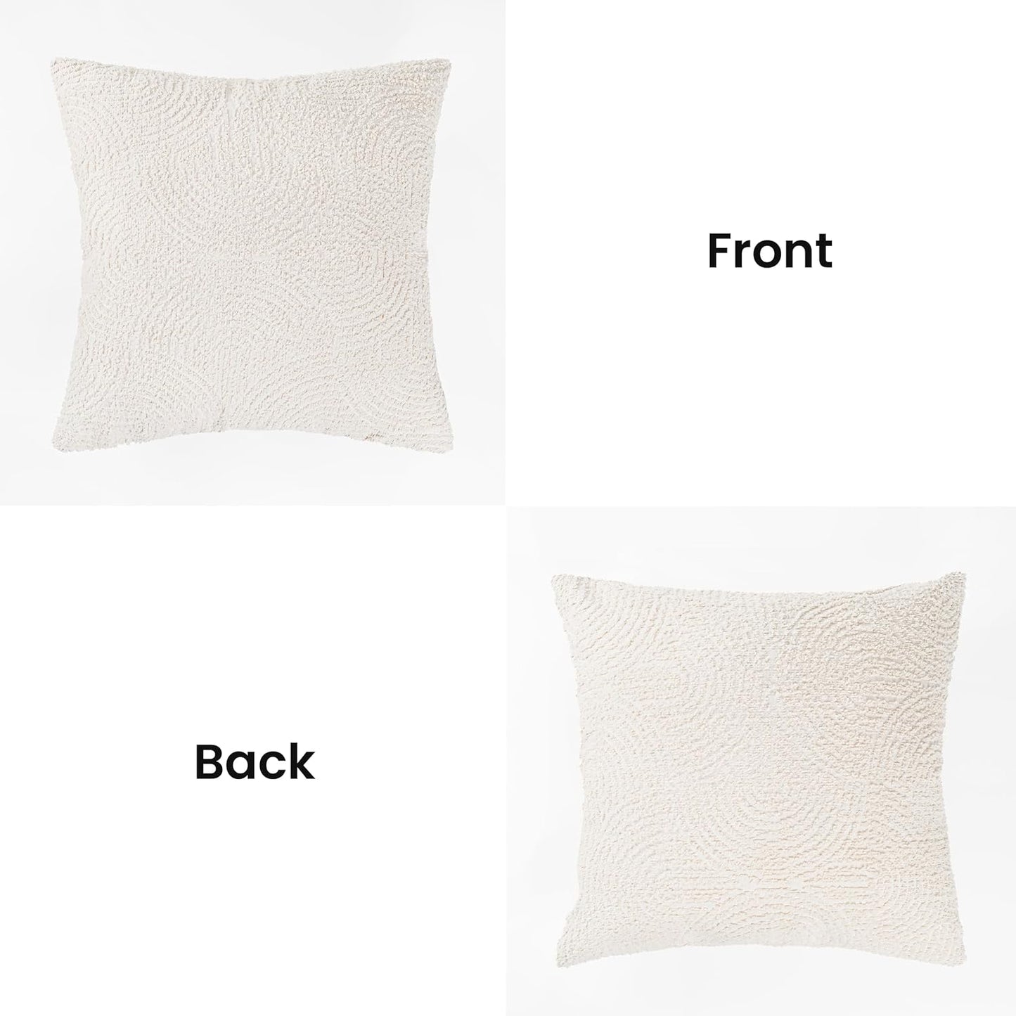 AELS Boho Decorative Textured Throw Pillow Covers 18x18, Modern Mid Century Rainbow Tufted Pillow Case, Farmhouse Rustic Geometric Woven Cushion Case for Bed Couch Sofa, Creamy White