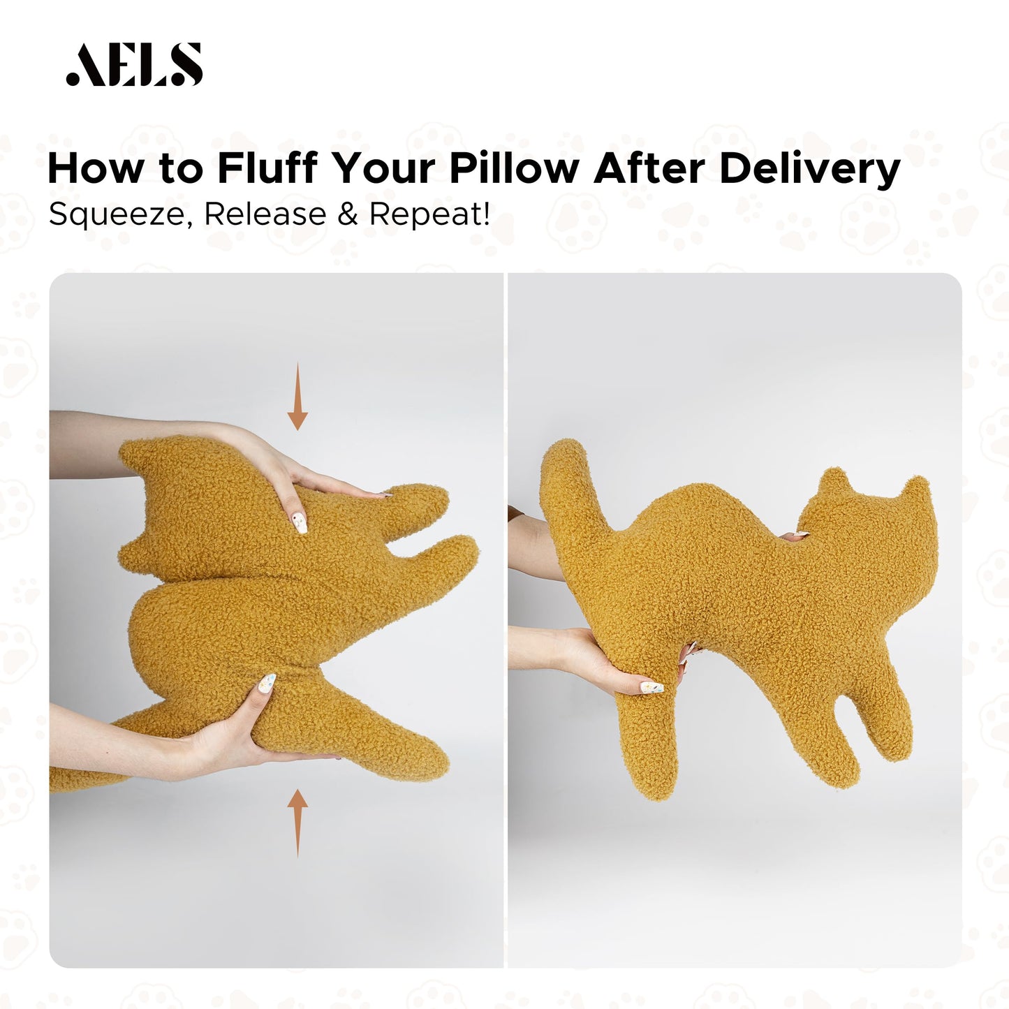 AELS Cat Shaped Chicken Nugget Pillow, 17.3" & 23.2" Set of 2, Cat Plush Pillow, Cute Kitten Throw Pillows for Sofa Couch Living Room Bedroom Nursery Party Decoration, Gift for Cat Lovers