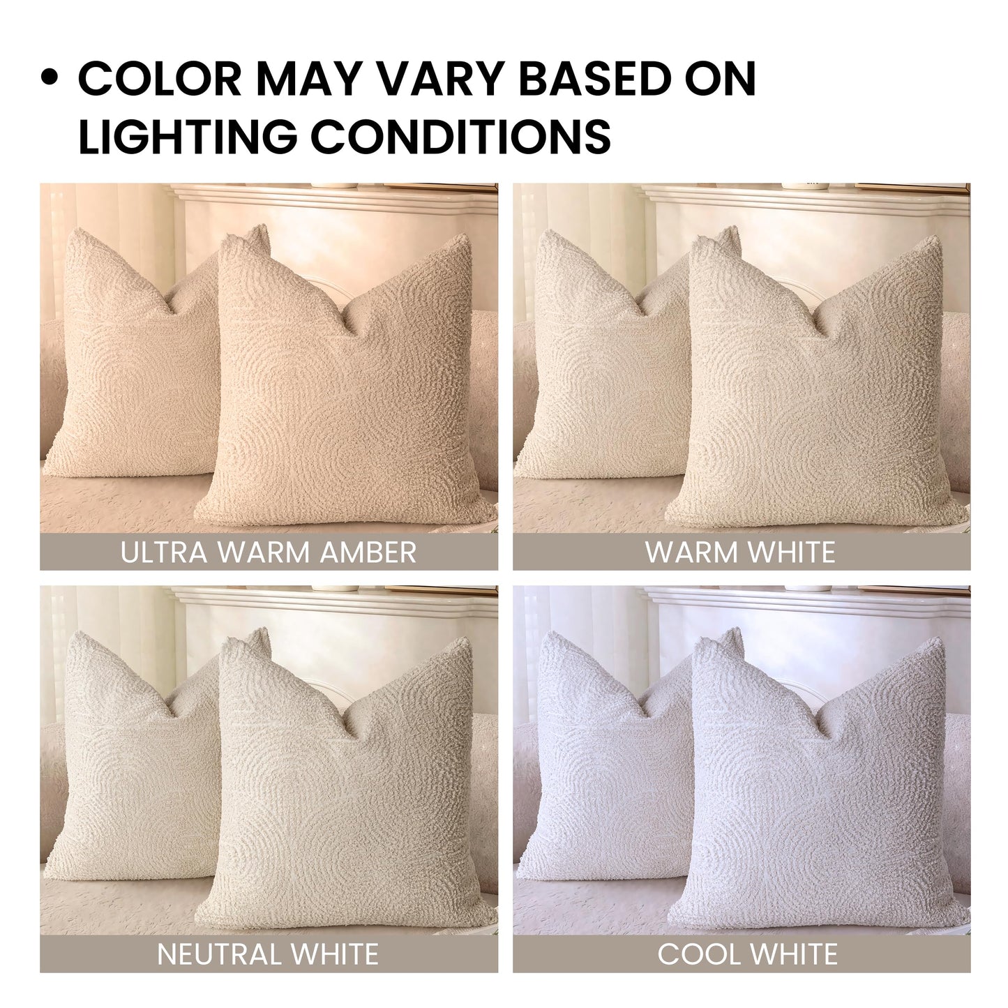 AELS Boho Decorative Textured Throw Pillow Covers 18x18, Modern Mid Century Rainbow Tufted Pillow Case, Farmhouse Rustic Geometric Woven Cushion Case for Bed Couch Sofa, Creamy White