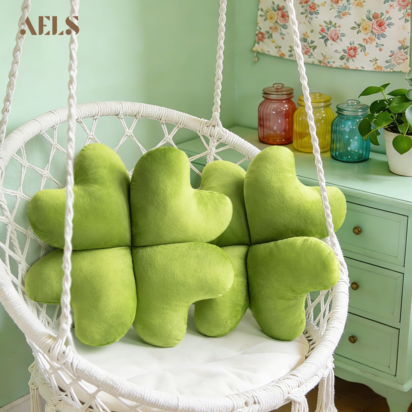 AELS Shamrock Pillow Set of 2, St. Patrick's Day Decorative Throw Pillow, 15.7" Corduroy Striped Cute Cushion for Living Room & Bedroom, Perfect for Holiday Home Decor, Irish Green