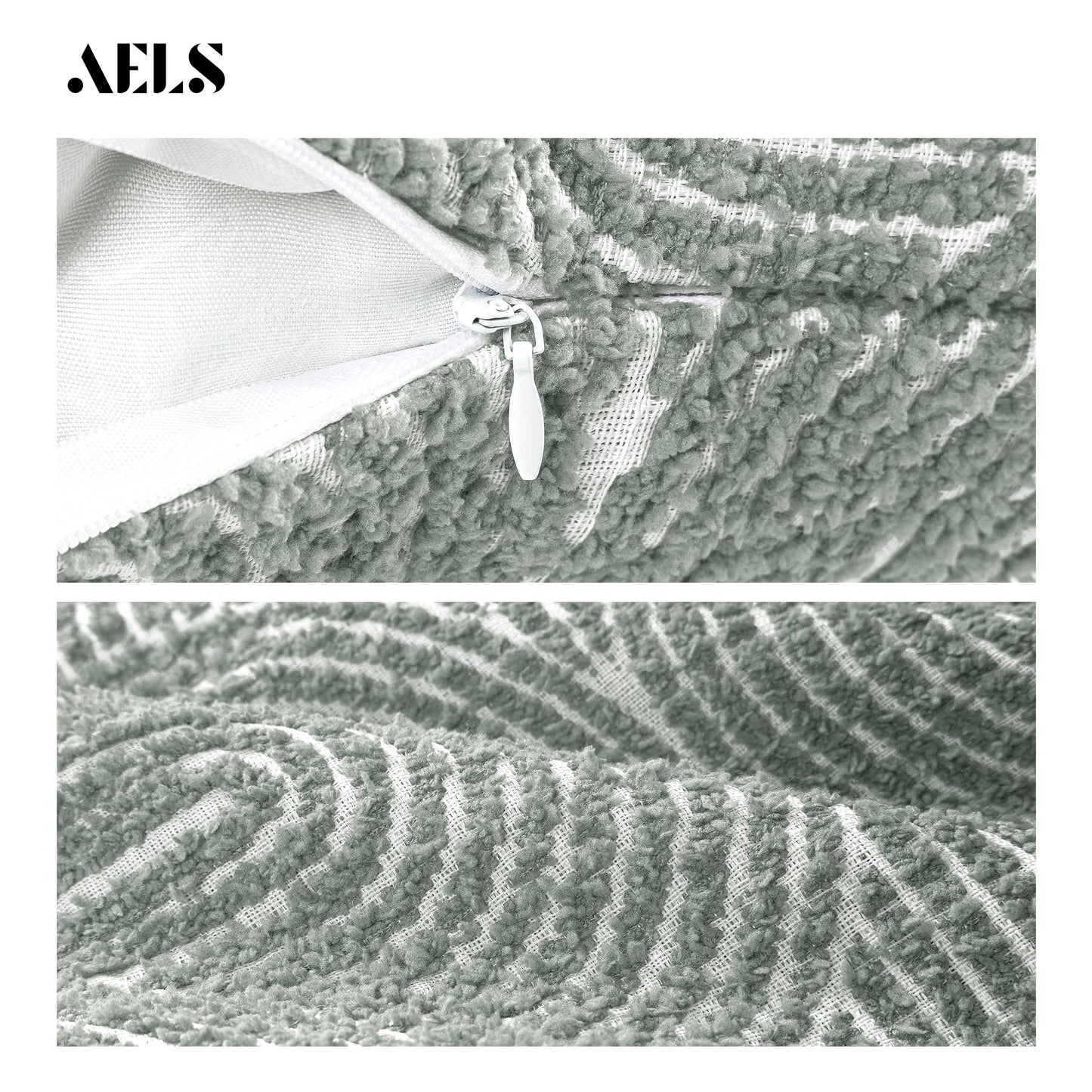 AELS Boho Decorative Textured Throw Pillow Covers 18x18, Modern Mid Century Rainbow Tufted Pillow Case, Farmhouse Rustic Geometric Woven Cushion Case for Bed Couch Sofa, Creamy White