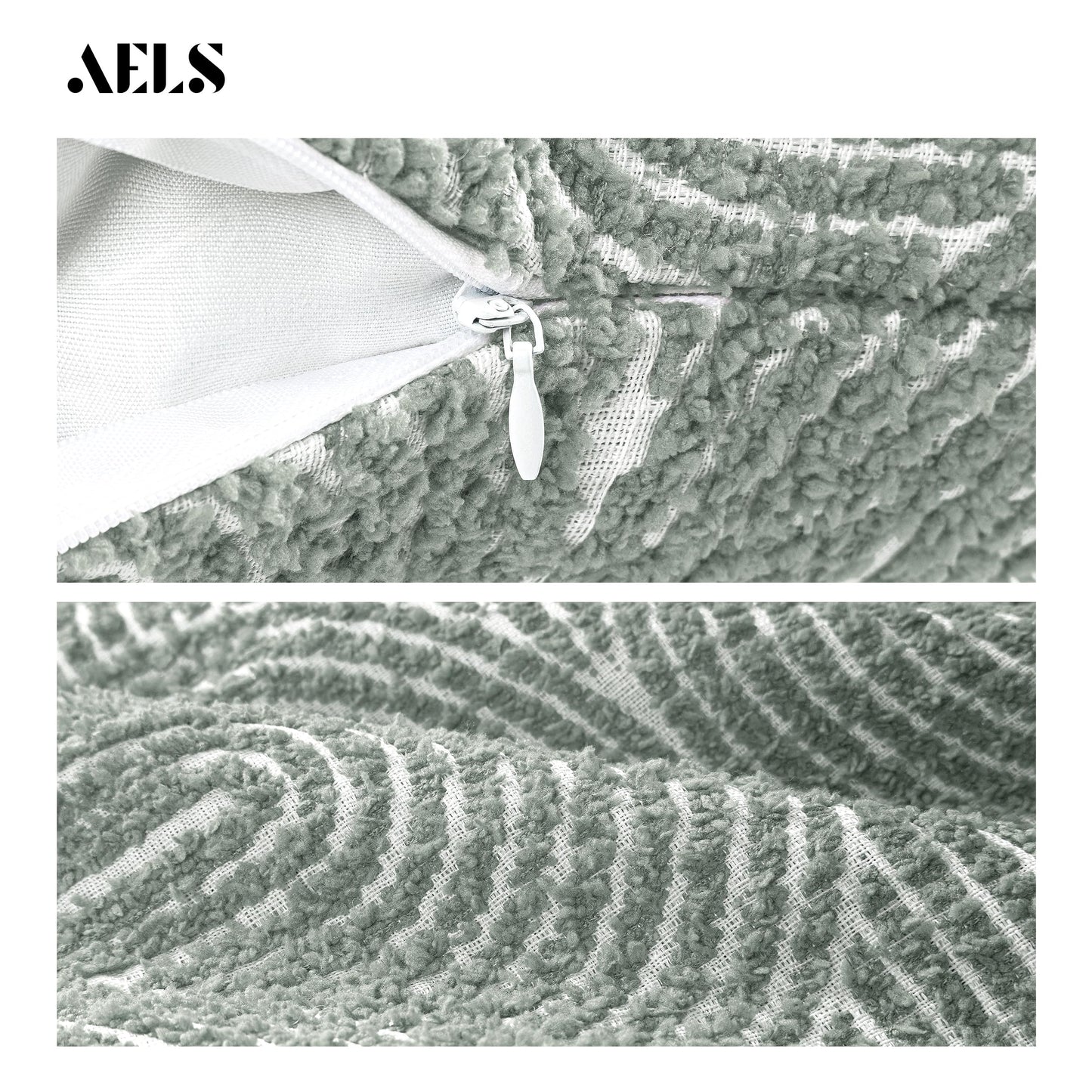 AELS Boho Decorative Textured Throw Pillow Covers 18x18, Modern Mid Century Rainbow Tufted Pillow Case, Farmhouse Rustic Geometric Woven Cushion Case for Bed Couch Sofa, Creamy White