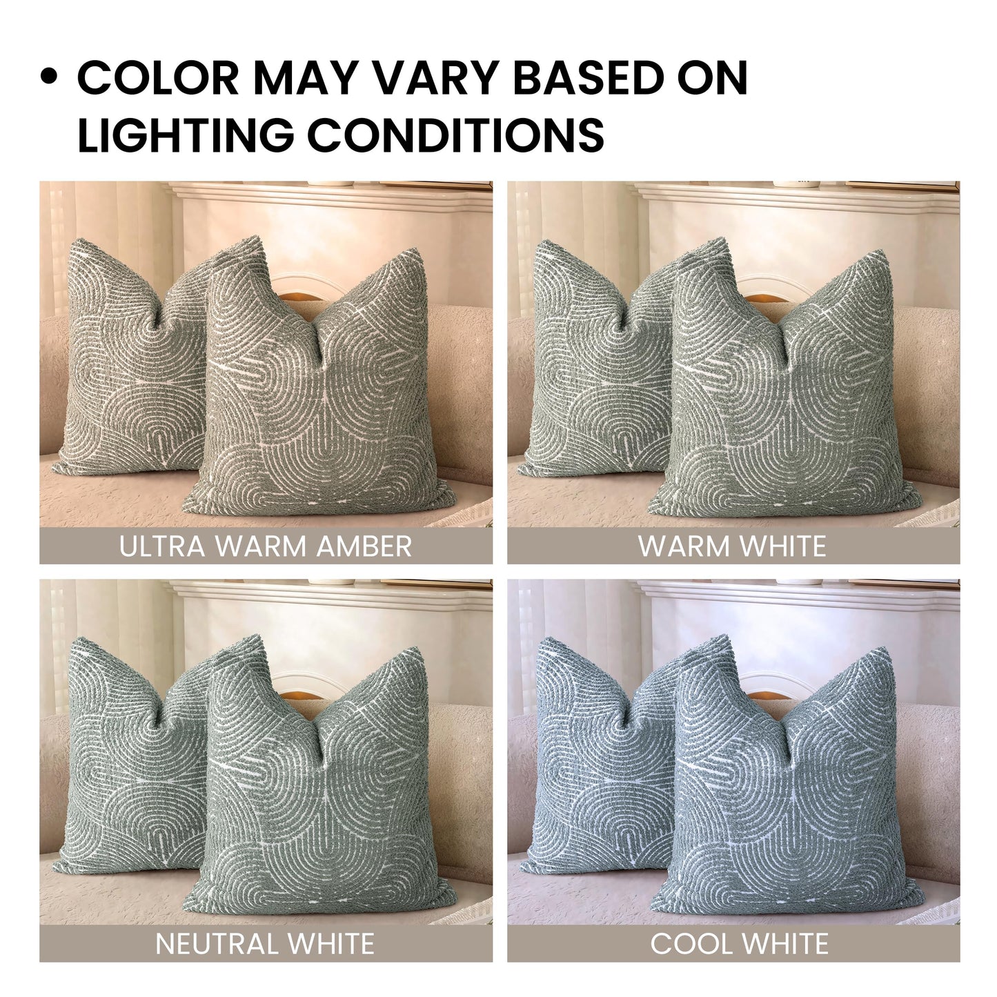 AELS Boho Decorative Textured Throw Pillow Covers 18x18, Modern Mid Century Rainbow Tufted Pillow Case, Farmhouse Rustic Geometric Woven Cushion Case for Bed Couch Sofa, Creamy White
