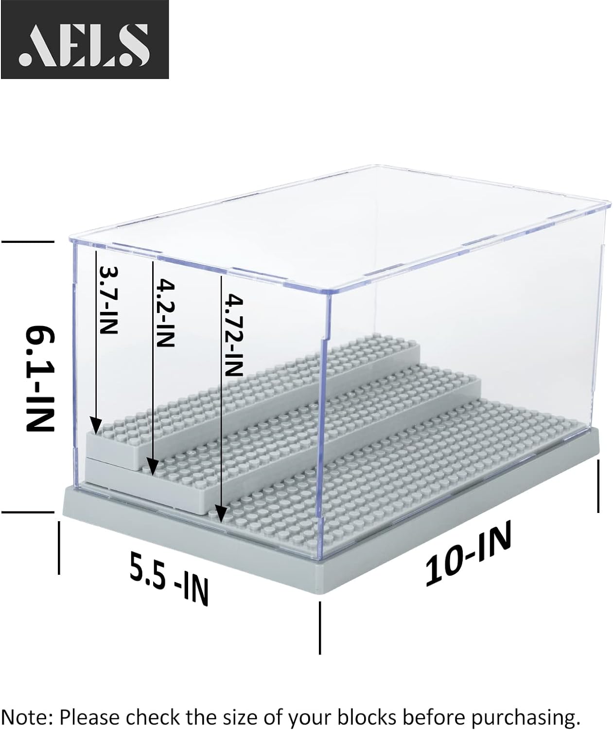 AELS 1 Pack Acrylic Minifigures Display Case, Stackable and Dustproof Building Block Display Box for Lego Action Figure Toys Storage, Gifts for Lego Lovers