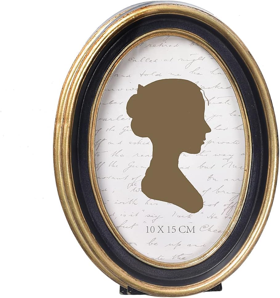 AELS 4x4 Inch Vintage Picture Frame, Elegant Antique Photo Frames with Glass Front, Photo Display, Tabletop Wall Hanging, Gift Ideas, Black Round with Gold Trim