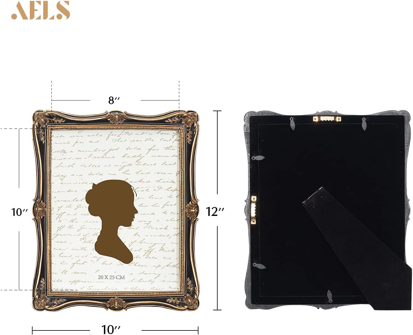 AELS 5x7 Inch Vintage Picture Frame, Elegant Antique Photo Frames with Glass Front, Photo Display, Tabletop Wall Hanging, Gift Ideas, Gold and Green