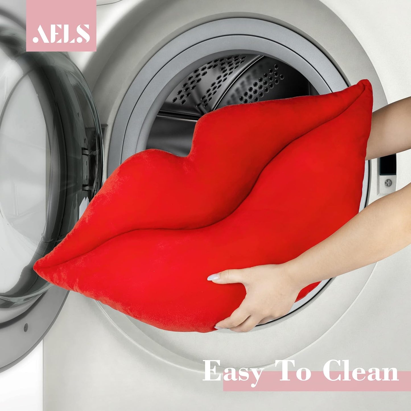 AELS 3D Large Lips Throw Pillows Smooth Soft Velvet Decorative Throw Pillows Love Pillows Cute Pillow 24 X 12 inches for Couch Sofa Bed Living Room Bedroom, Red