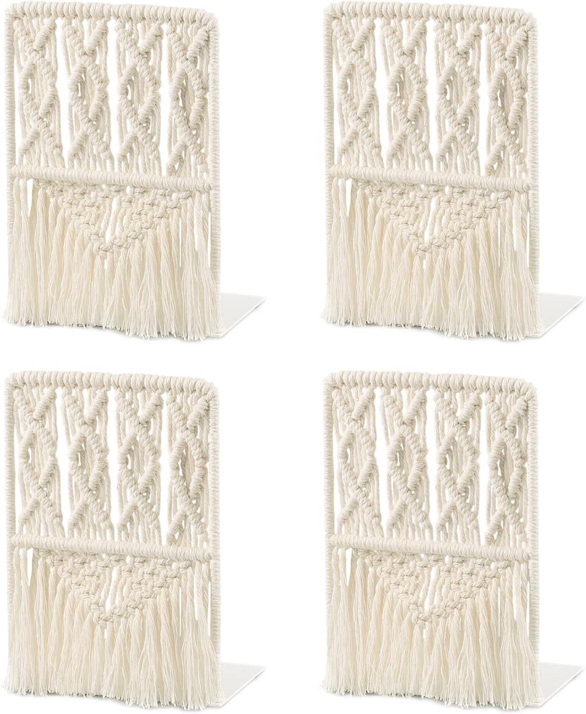 AELS Boho Macrame Bookends, Heavy Duty Metal Book Ends, Decorative Unique Bookend Supports for Shelves, Stopper for Books/Movies/CD, Farmhouse Decoration,Thanksgiving for Friends