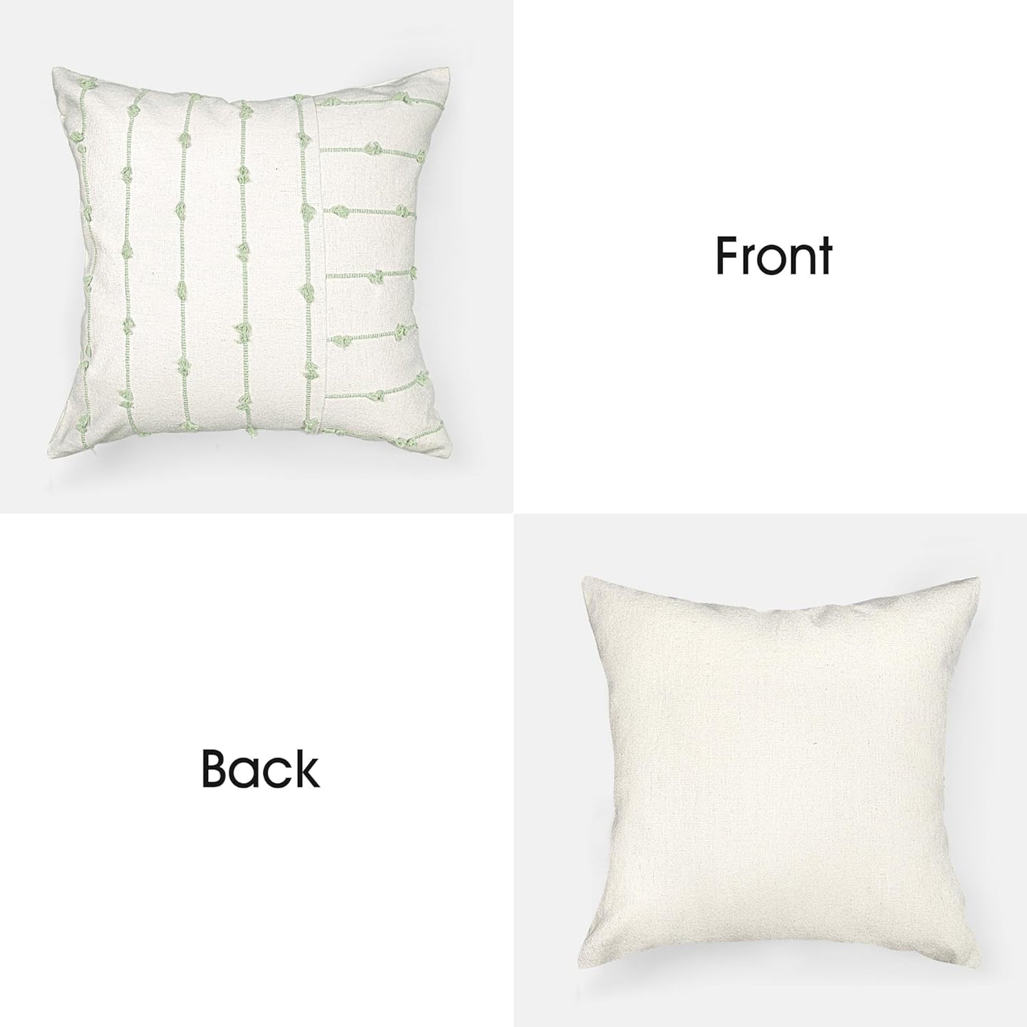 AELS 18x18 Decorative Boho Linen Throw Pillow Covers, Modern Farmhouse Textured Pillow Case, Set of 2, Tufted Stitch Stripe Cushion Cover for Bed Sofa Couch Living Room (Cover ONLY), Khaki
