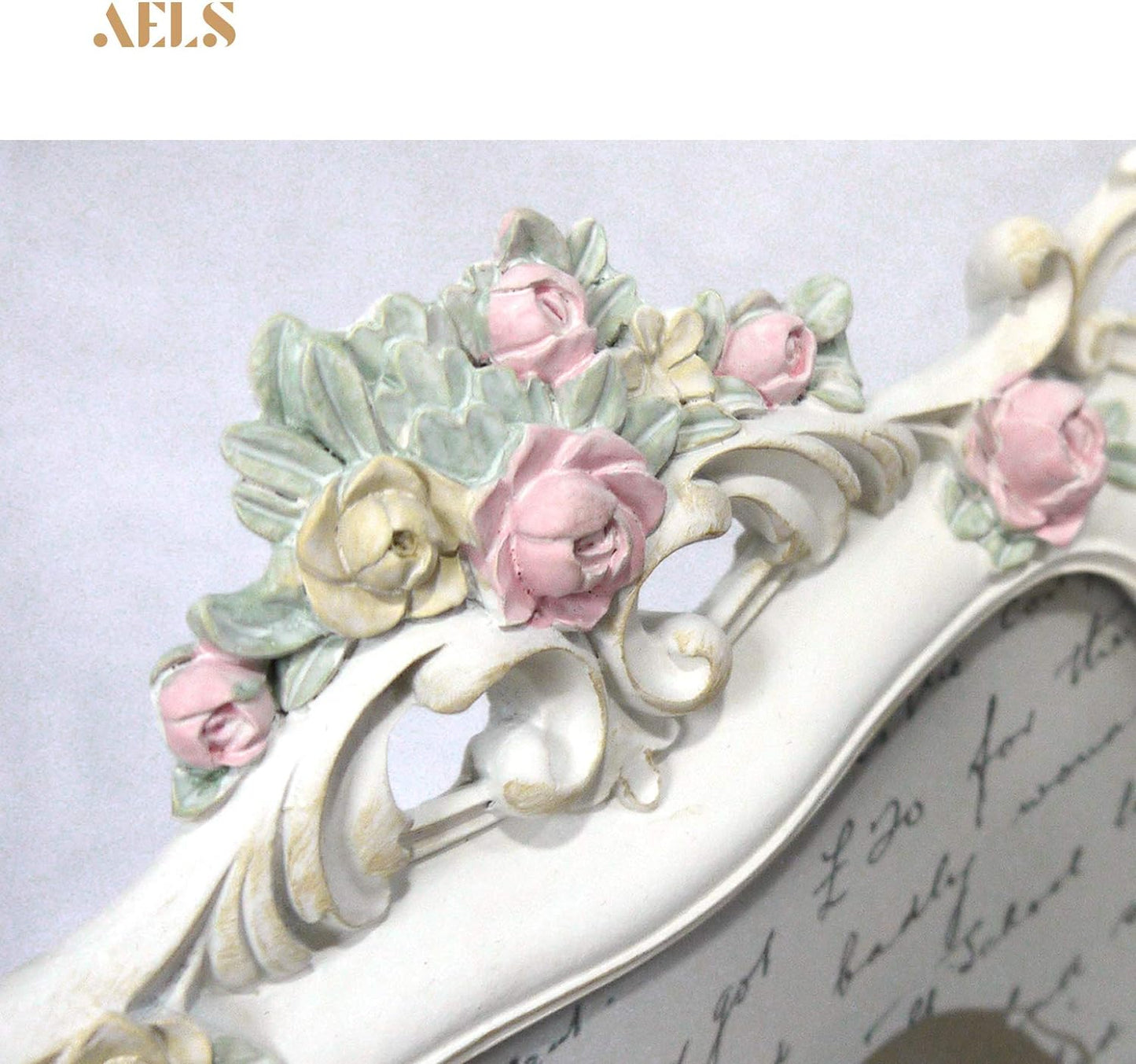 AELS 5x7 Inch Vintage Picture Frame, Elegant Antique Photo Frames with Glass Front, Photo Display, Tabletop Wall Hanging, Gift Ideas, White Rose with Vines