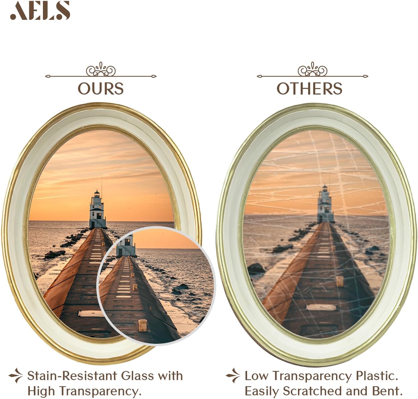 AELS 4x4 Inch Vintage Picture Frame, Elegant Antique Photo Frames with Glass Front, Photo Display, Tabletop Wall Hanging, Gift Ideas, Black Round with Gold Trim