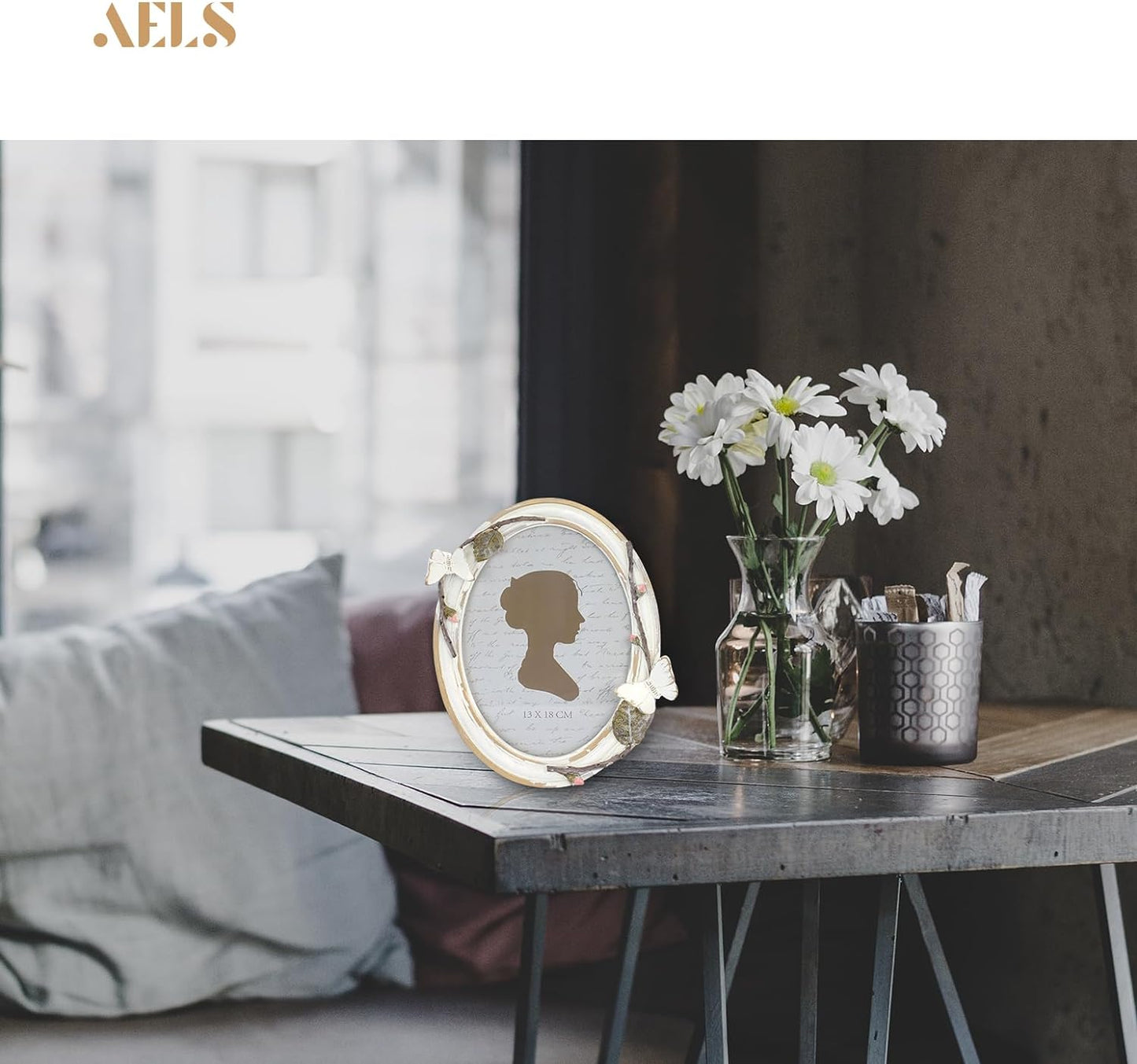 AELS 5x7 Inch Oval Vintage Picture Frame with 3D Butterfly, Antique Photo Frames with Glass Front, Luxury Photo Display, Tabletop Wall Hanging, Gift Ideas
