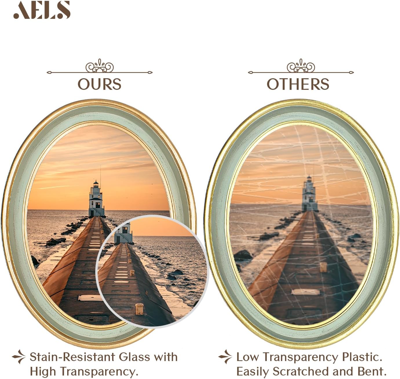 AELS 4x4 Inch Vintage Picture Frame, Elegant Antique Photo Frames with Glass Front, Photo Display, Tabletop Wall Hanging, Gift Ideas, Black Round with Gold Trim