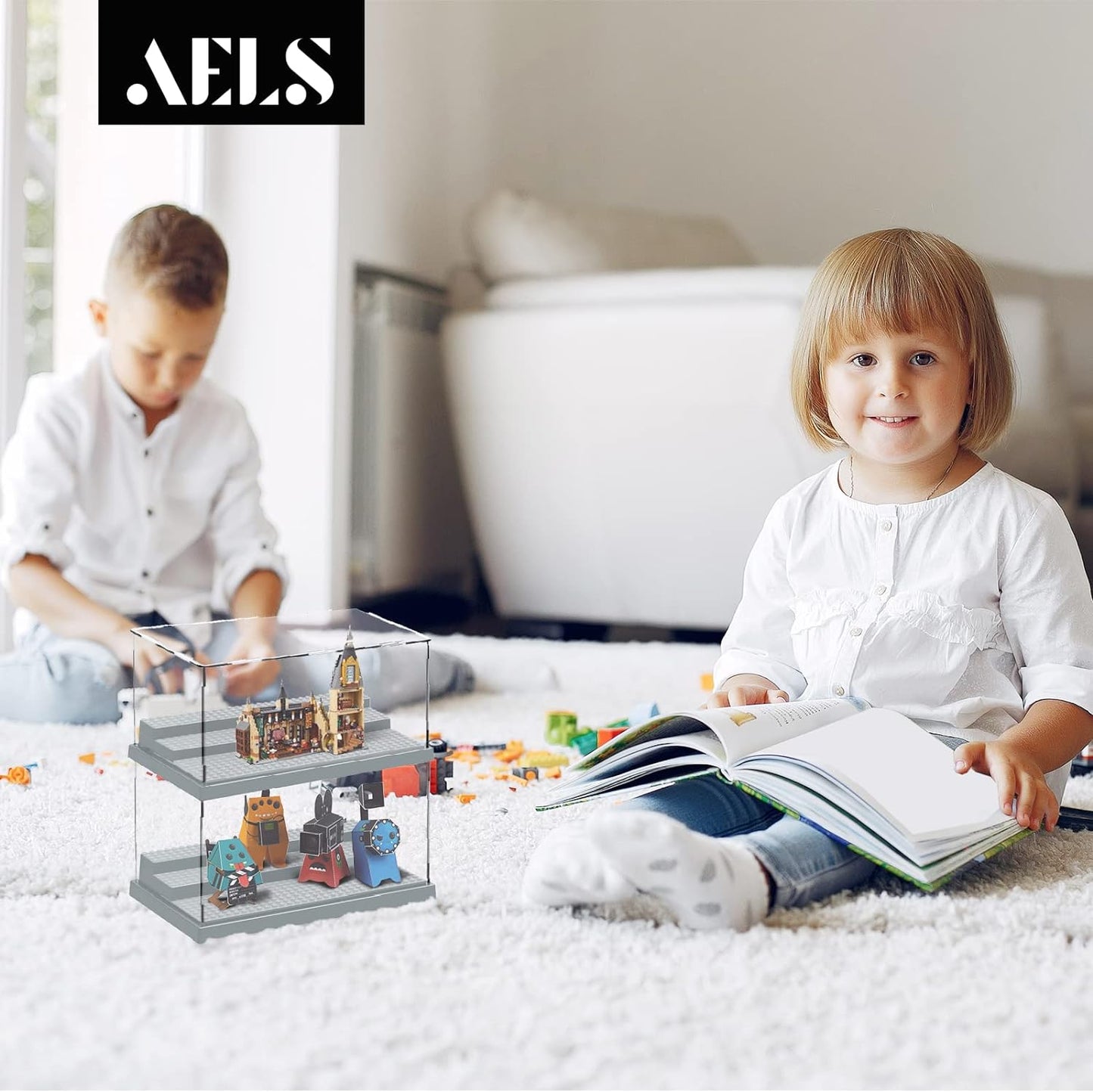 AELS 1 Pack Acrylic Minifigures Display Case, Stackable and Dustproof Building Block Display Box for Lego Action Figure Toys Storage, Gifts for Lego Lovers