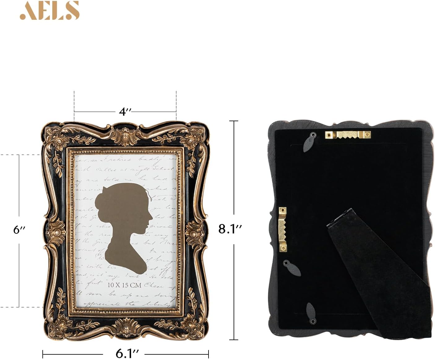 AELS 5x7 Inch Vintage Picture Frame, Elegant Antique Photo Frames with Glass Front, Photo Display, Tabletop Wall Hanging, Gift Ideas, Gold and Green
