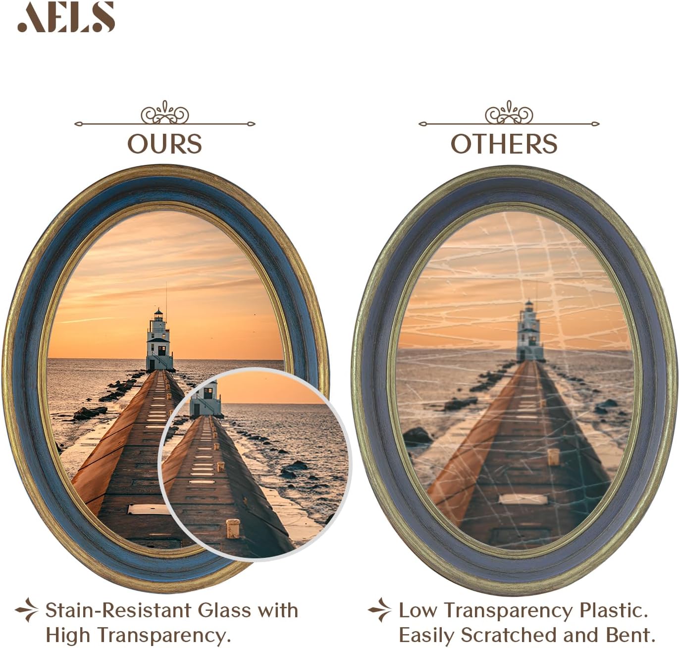 AELS 4x4 Inch Vintage Picture Frame, Elegant Antique Photo Frames with Glass Front, Photo Display, Tabletop Wall Hanging, Gift Ideas, Black Round with Gold Trim
