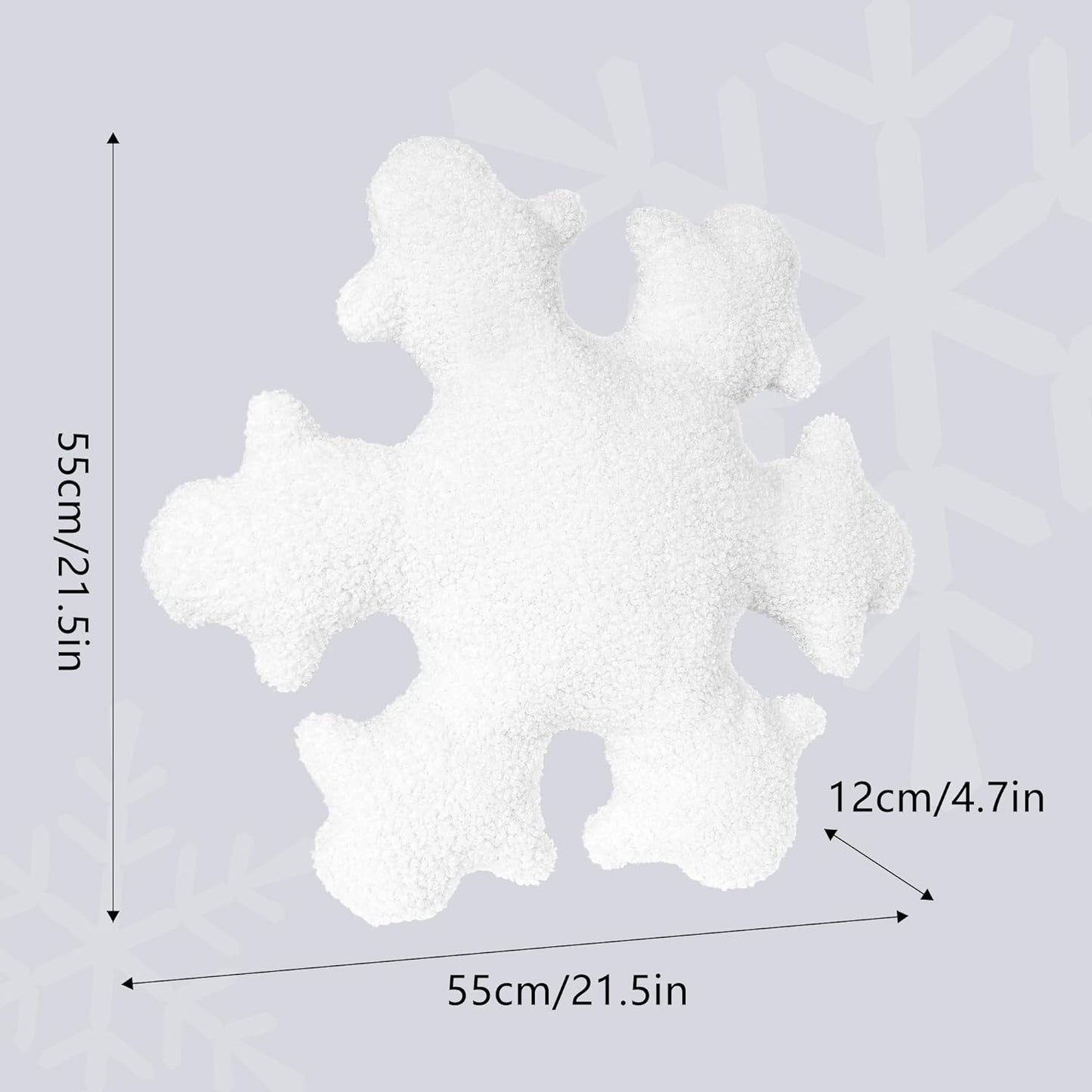 AELS 21.6 Inches 3D Snowflake Christmas Decorative Throw Pillow, Cute Winter Faux Fur Plush Throw Pillow, Living Room Bedroom Nursery Decor, White Christmas Decoration, Snow White