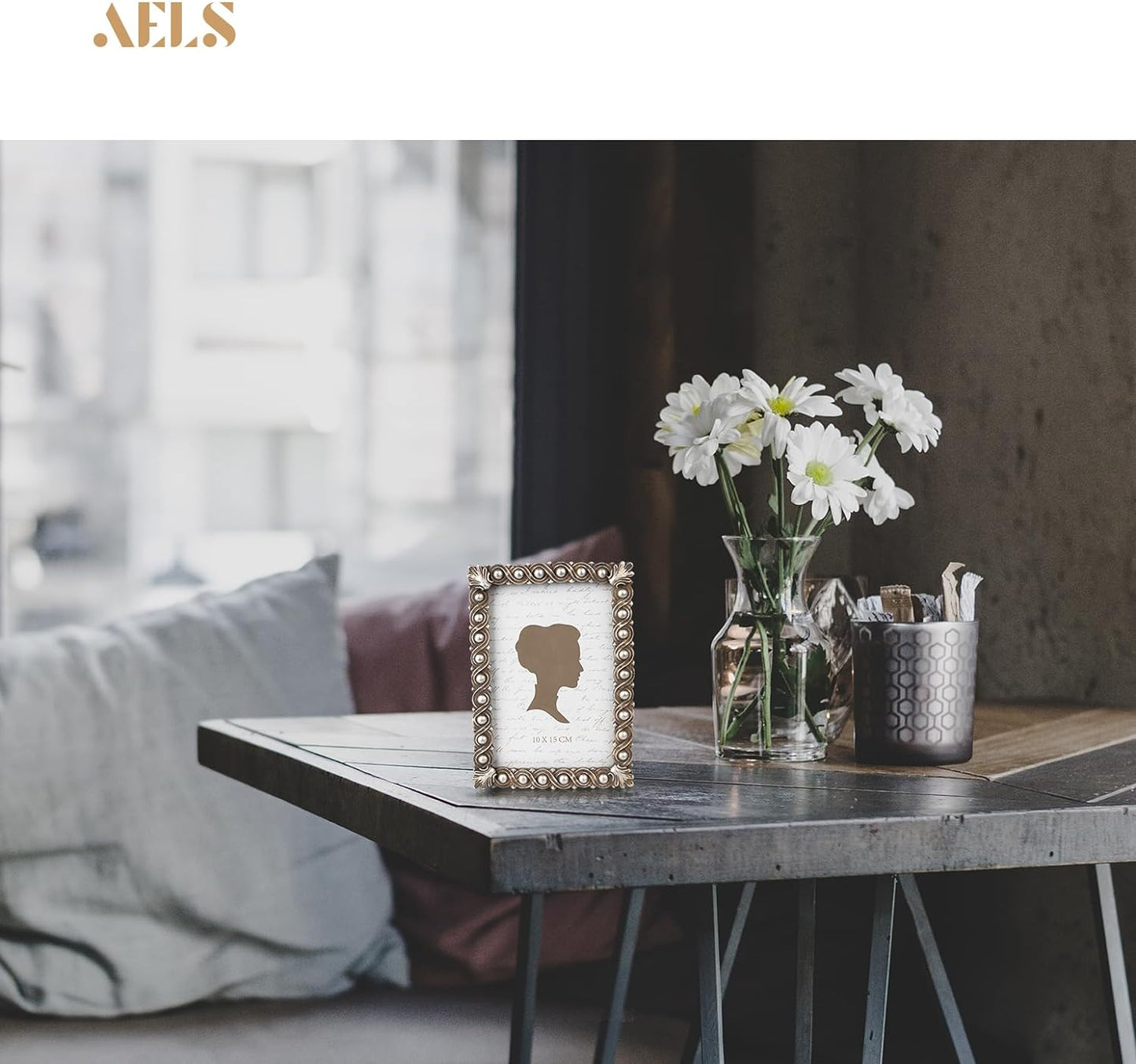 AELS 4x6 Inch Vintage Picture Frame, Elegant Luxury Antique Photo Frames with Glass Front, Photo Display, Tabletop Wall Hanging, Gift Ideas, Pearl Pattern