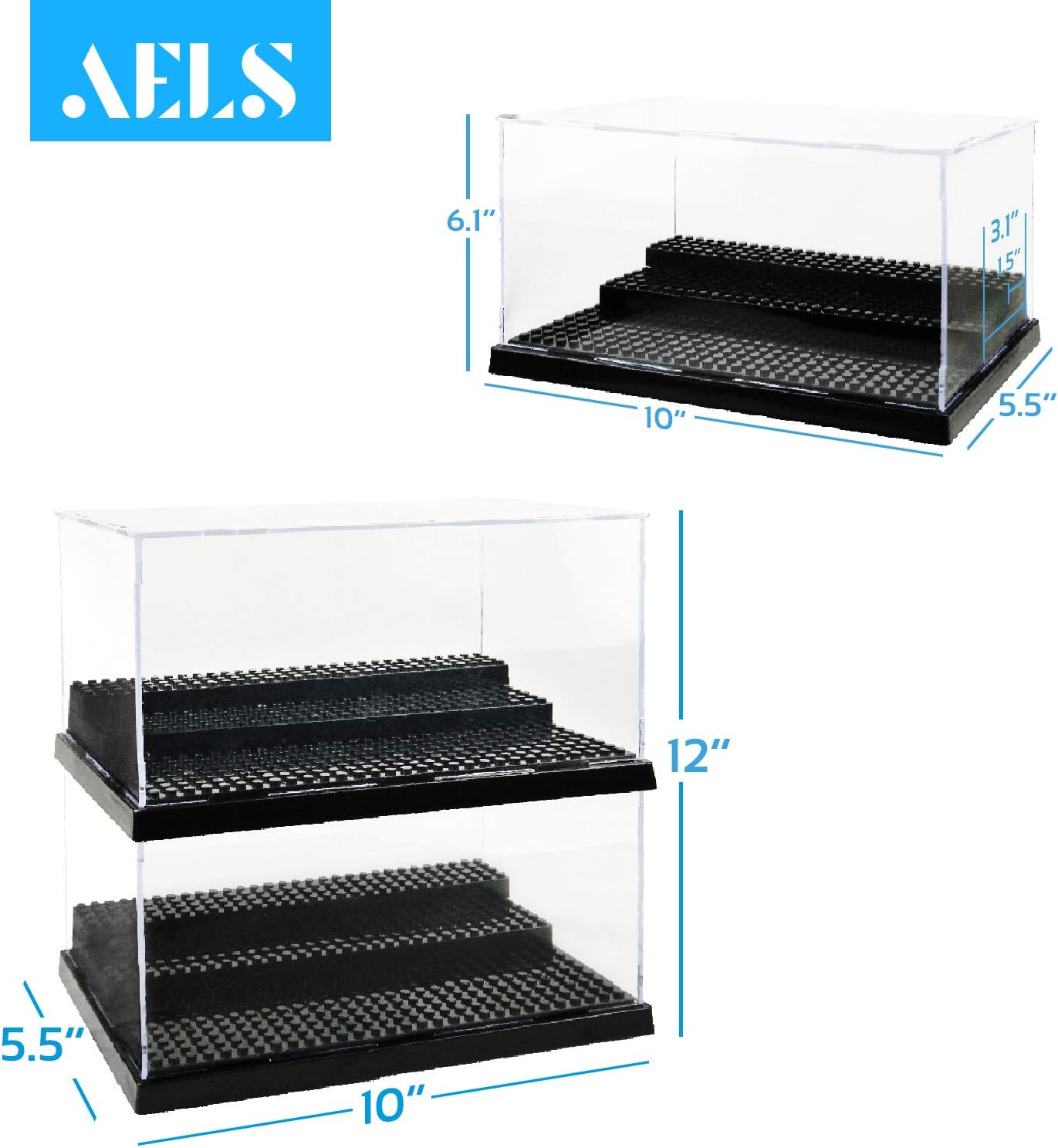 AELS 1 Pack Acrylic Minifigures Display Case, Stackable and Dustproof Building Block Display Box for Lego Action Figure Toys Storage, Gifts for Lego Lovers
