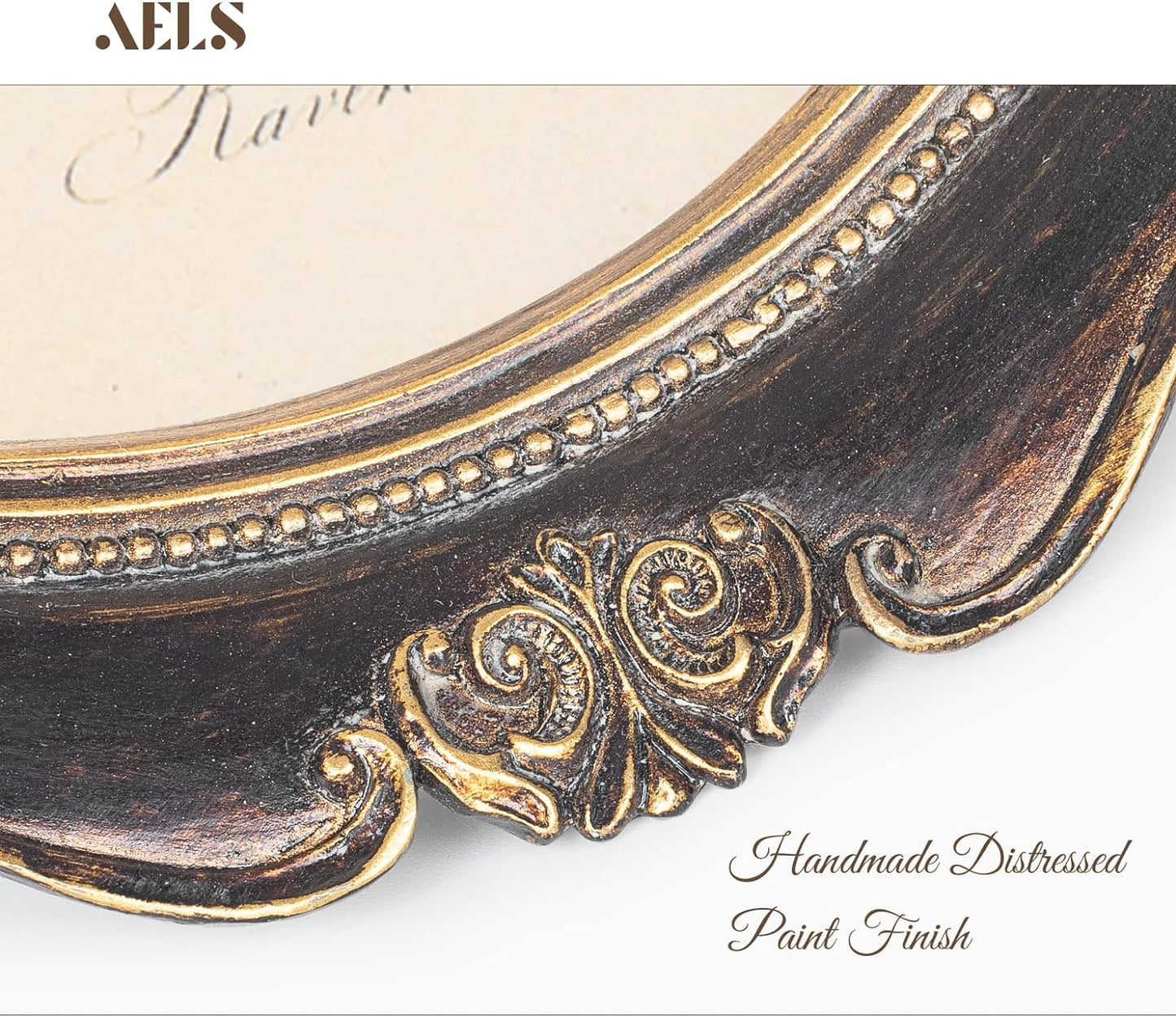 AELS 5x7 Inch Vintage Picture Frame, Elegant Antique Photo Frames with Glass Front, Photo Display, Tabletop Wall Hanging, Gift Ideas, Oval