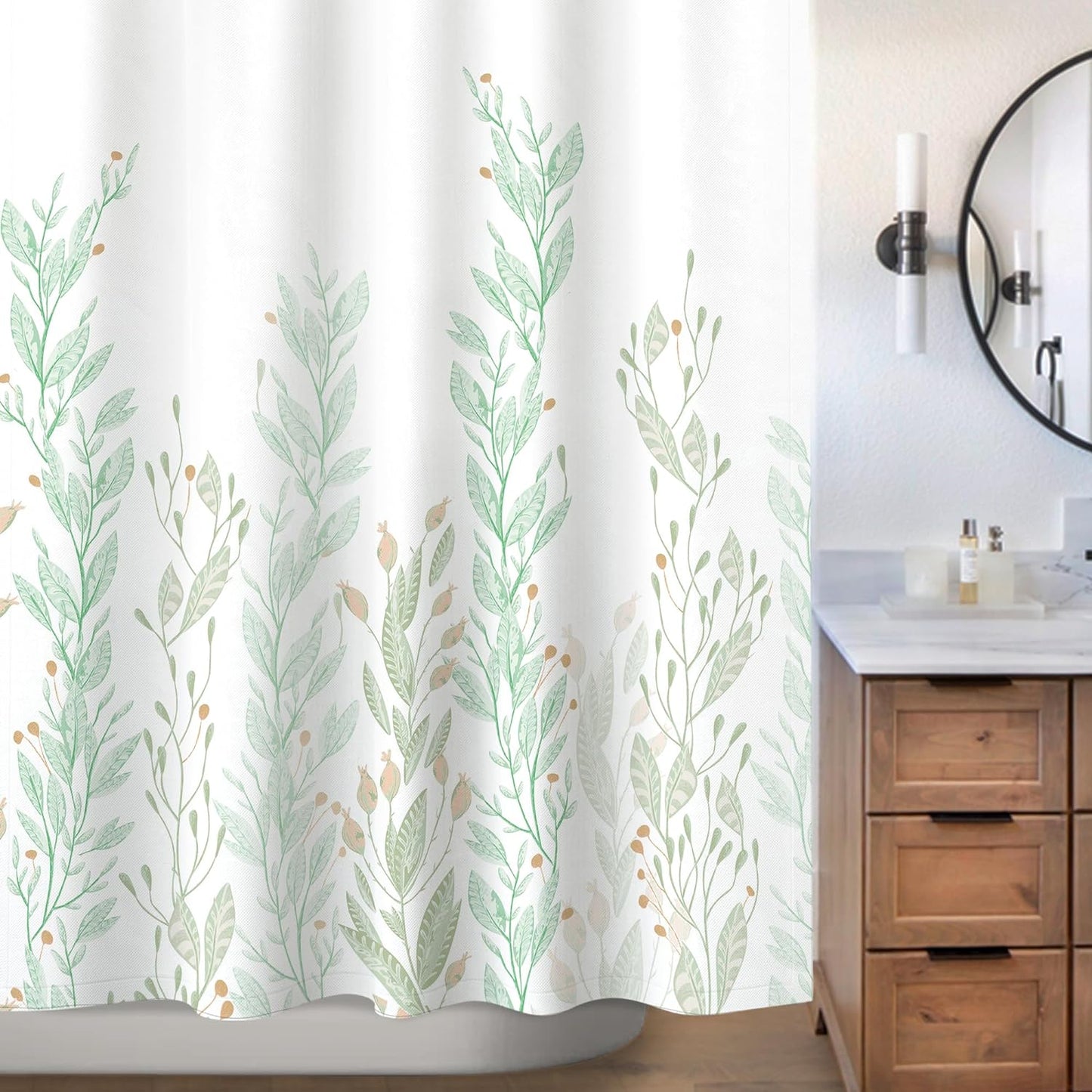 AELS Green Shower Curtain for Bathroom Flower Shower Curtain Wildflower Flowered Bathroom Curtain Decorative Pretty Plant Shower Curtain, 71x71