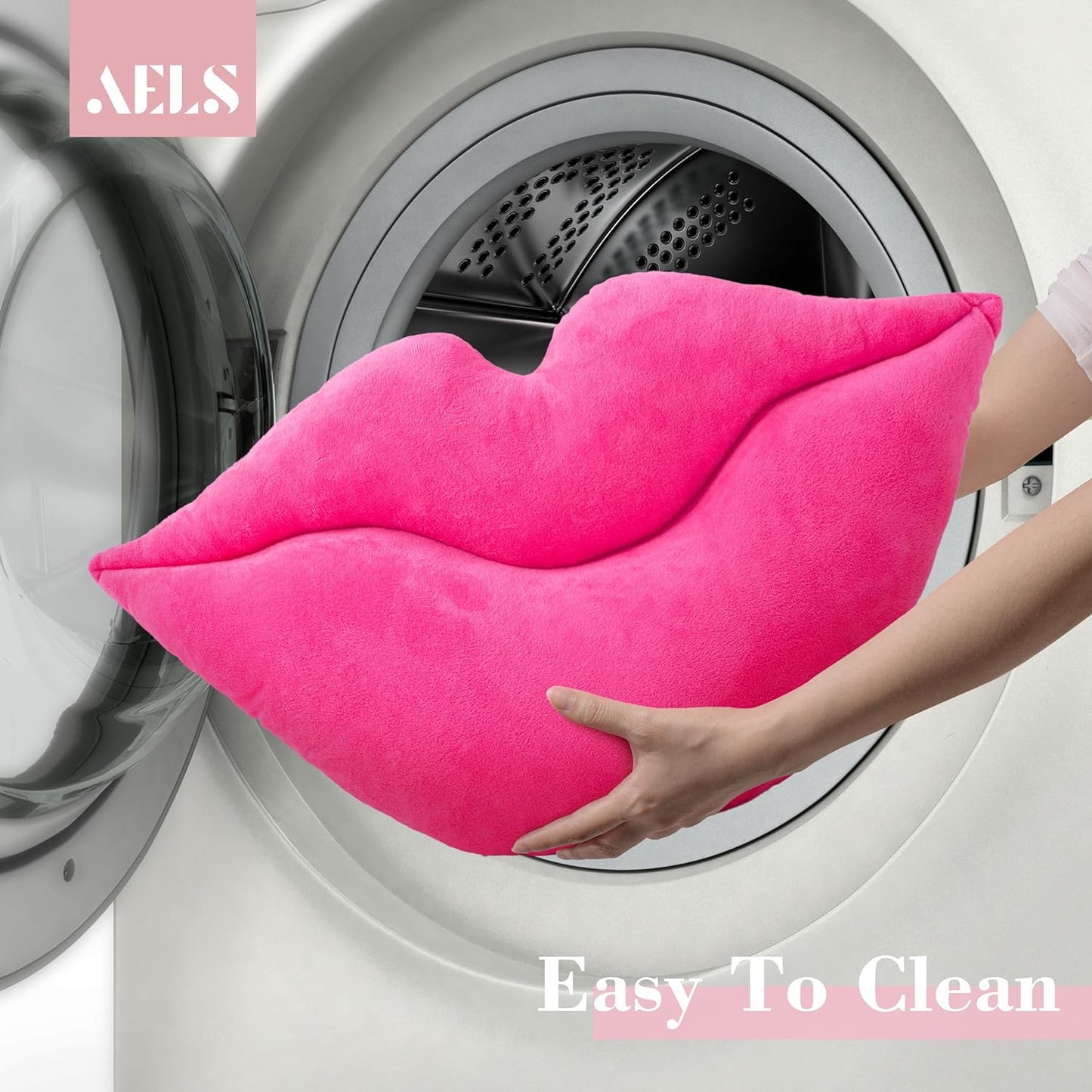 AELS 3D Large Lips Throw Pillows Smooth Soft Velvet Decorative Throw Pillows Love Pillows Cute Pillow 24 X 12 inches for Couch Sofa Bed Living Room Bedroom, Red
