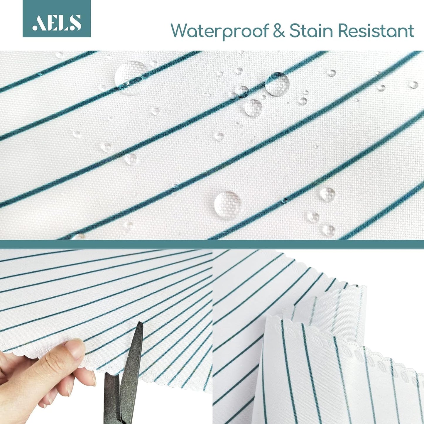 AELS 60 X 84 Oval Waterproof Oil-Proof Tablecloth, Stain Resistant Washable Printed Indoor Table Cover, Decorative Polyester Fabric Table Cloths for Dining Room, Party, Teal Line Flower