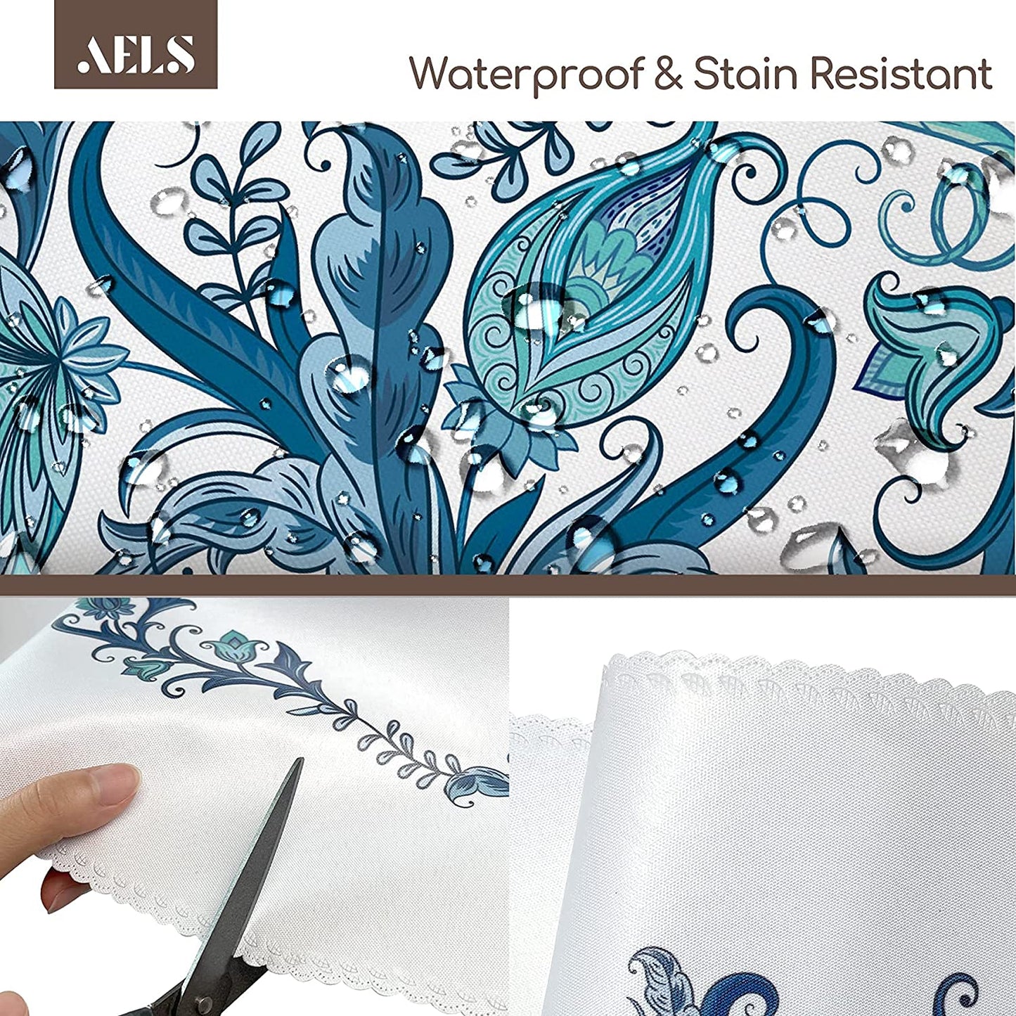 Blue & Green Trees 60 Inch Round Tablecloth