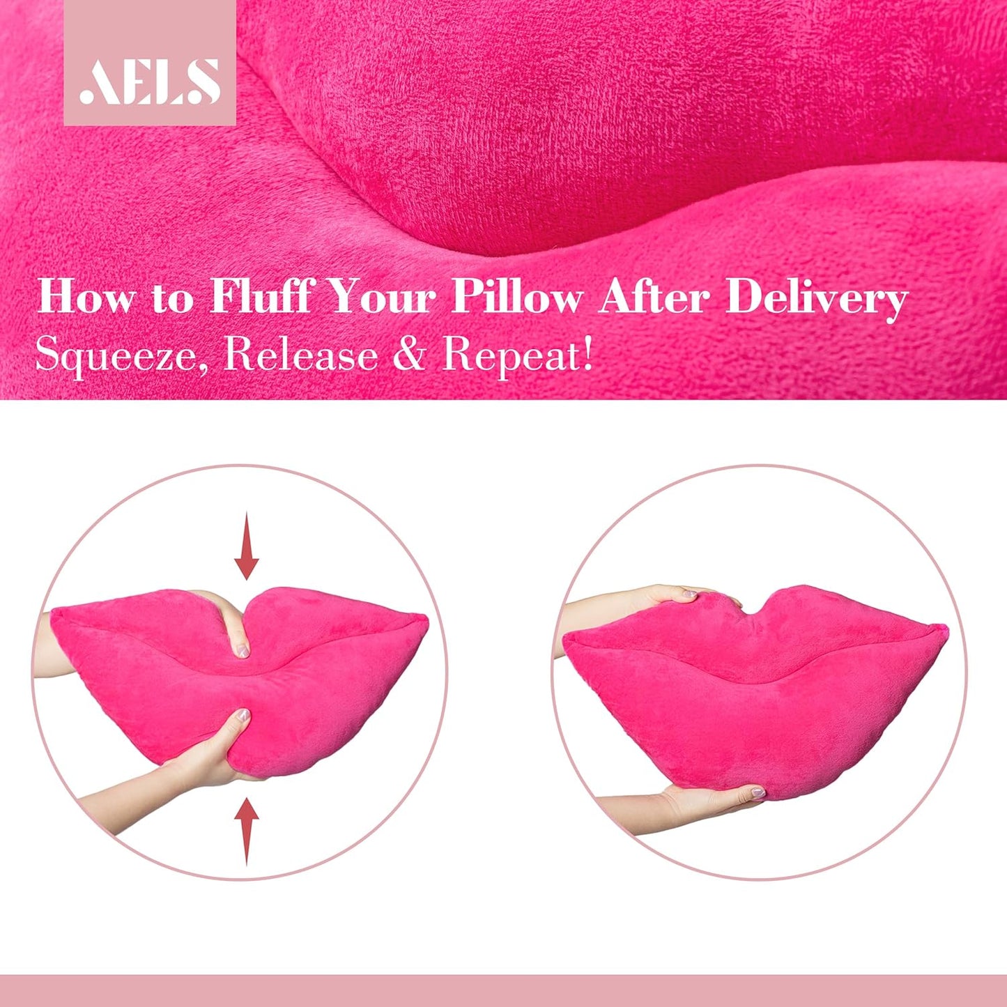AELS 3D Large Lips Throw Pillows Smooth Soft Velvet Decorative Throw Pillows Love Pillows Cute Pillow 24 X 12 inches for Couch Sofa Bed Living Room Bedroom, Red