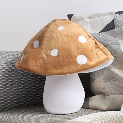 AELS 15.35 Inches Mushroom Pillow, Cute 3D Polka Dot Mushroom Plush, Decorative Throw Pillow for Mushroom Lover Sofa Couch Living Room Bedroom Nursery Decor, Red