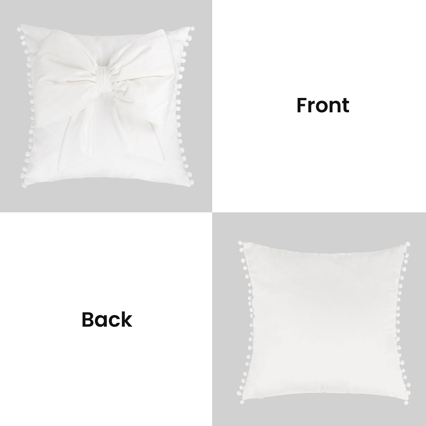 AELS Bow Pillow Cover, 18x18 Bow Decorative Set of 2, Velvet Bowknot Pillow Cover with Pom-poms for Valentine's Day, Wedding, Christmas, Living Room, Bedroom, Nursery Decor, Navy Blue