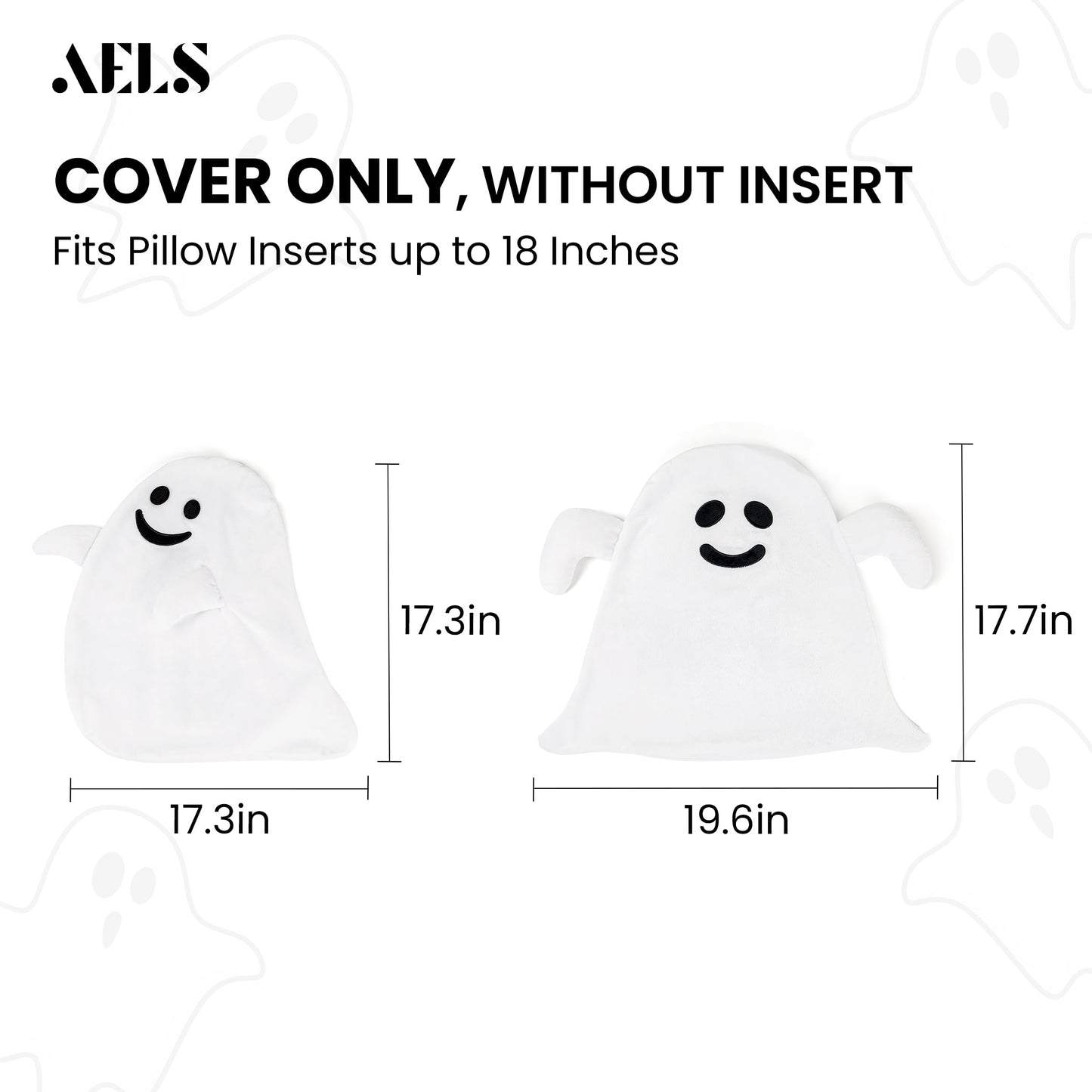 AELS Ghost Decorative Throw Pillow Cover Set of 3, Halloween Decorations, 19.6" &17.3" &15.7" Halloween Pillows Case for Holiday Party Home, Decor for Living Room Bedroom, Cover ONLY, Without Insert