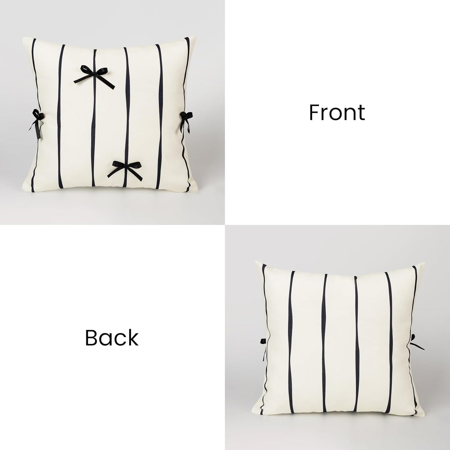 AELS Pink Bow Striped Decorative Valentine Throw Pillow Covers 18x18, Set of 2, Bowknot Pillow Case, Cute Cushion Case for Bed Couch Sofa, Pink and White Stripes, Covers Only