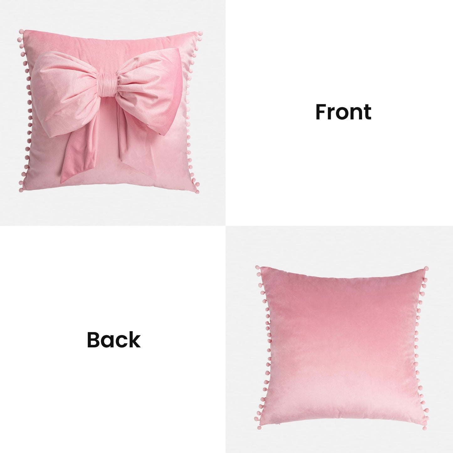 AELS Bow Pillow Cover, 18x18 Bow Decorative Set of 2, Velvet Bowknot Pillow Cover with Pom-poms for Valentine's Day, Wedding, Christmas, Living Room, Bedroom, Nursery Decor, Navy Blue