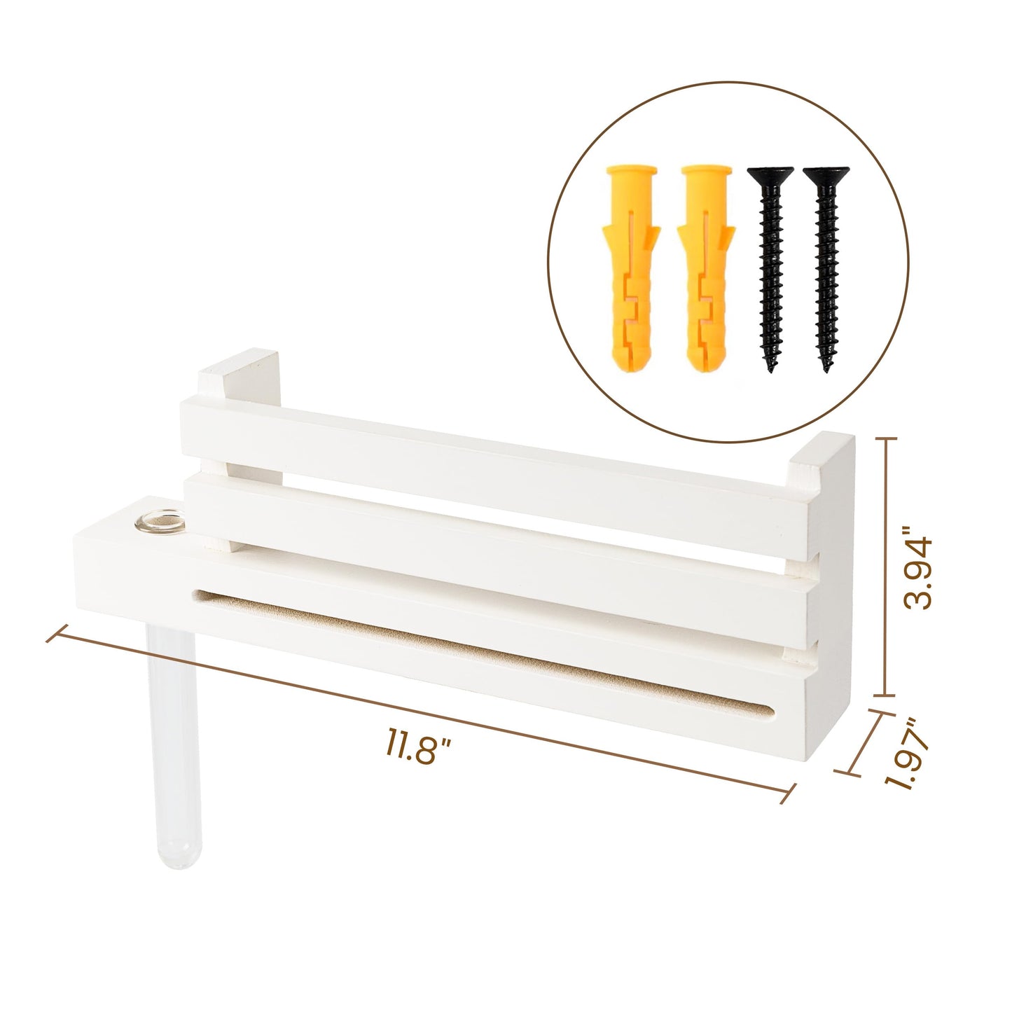 AELS Black Wall Mounted Key Holder with Acrylic Vase & Mail Organizer, Wooden Entryway Key Rack with 5.9" Test Tube Vase, Decorative Key Hanger with Slot for Keys and Letters, Gift Idea