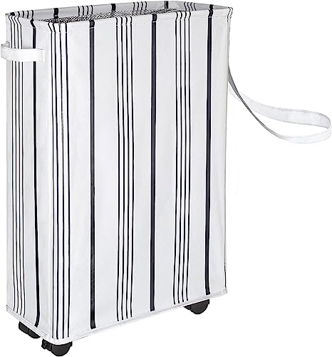 Collapsible Laundry Hamper, Mid Century Metal Rolling Laundry Basket