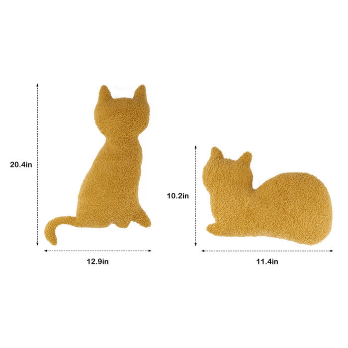 AELS Cat Shaped Chicken Nugget Pillow, 17.3" & 23.2" Set of 2, Cat Plush Pillow, Cute Kitten Throw Pillows for Sofa Couch Living Room Bedroom Nursery Party Decoration, Gift for Cat Lovers