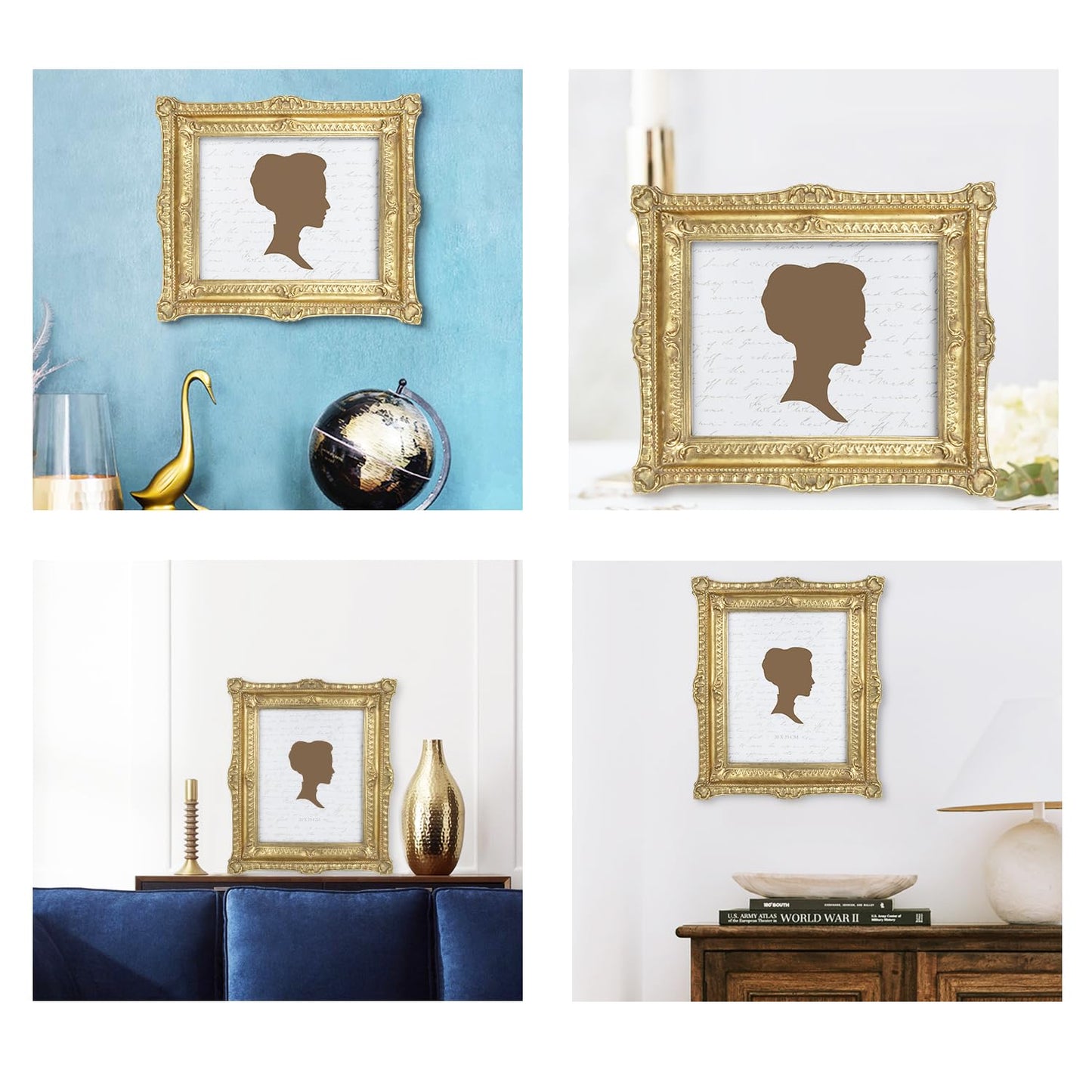 AELS Vintage Picture Frame 8x10 Inch, Luxury Antique Photo Frames with Glass Front, Photo Display, Tabletop Wall Hanging, Gift Ideas, Gold