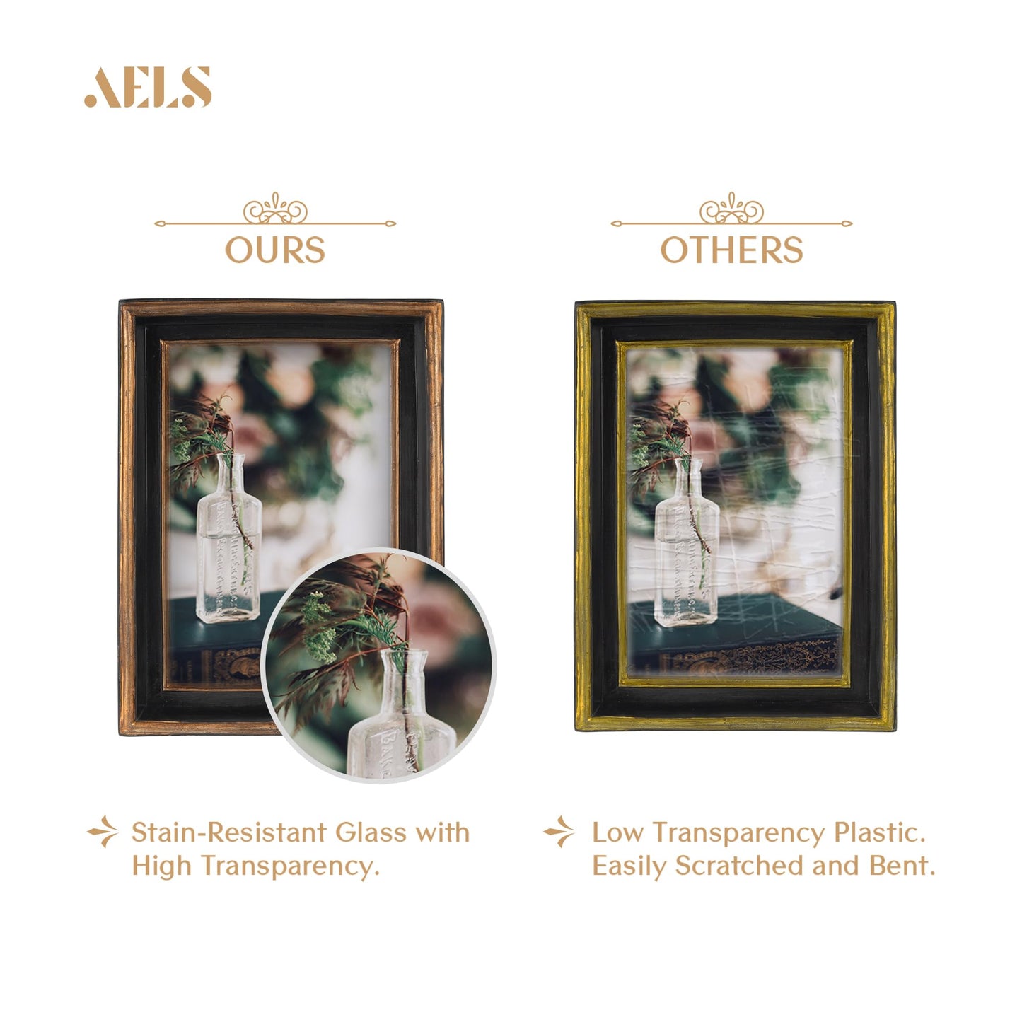 AELS 8x10 Inch Vintage Picture Frame, Elegant Antique Photo Frames with Glass Front, Photo Display, Tabletop Wall Hanging, Gift Ideas, Off-white with Gold Trim