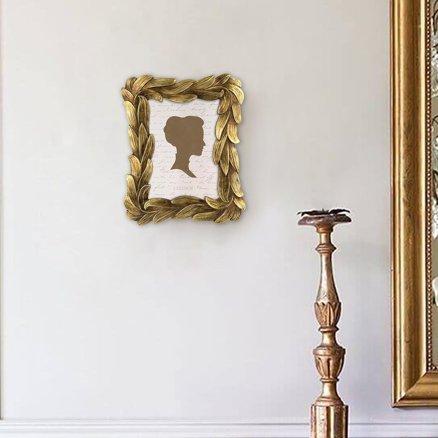 AELS 5x7 Inch Vintage Leaf Picture Frame, Elegant Antique Photo Frames with Glass Front, Photo Display, Tabletop Wall Hanging, Gift Ideas, Golden Bronze