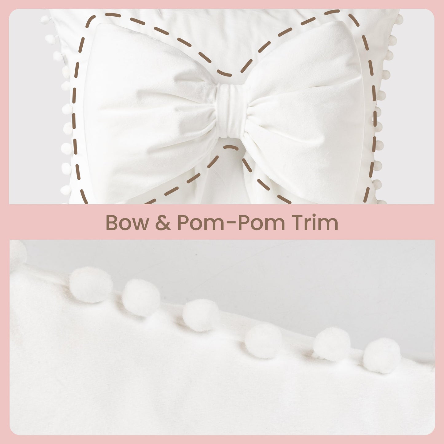 AELS Bow Pillow Cover, 18x18 Bow Decorative Set of 2, Velvet Bowknot Pillow Cover with Pom-poms for Valentine's Day, Wedding, Christmas, Living Room, Bedroom, Nursery Decor, Navy Blue