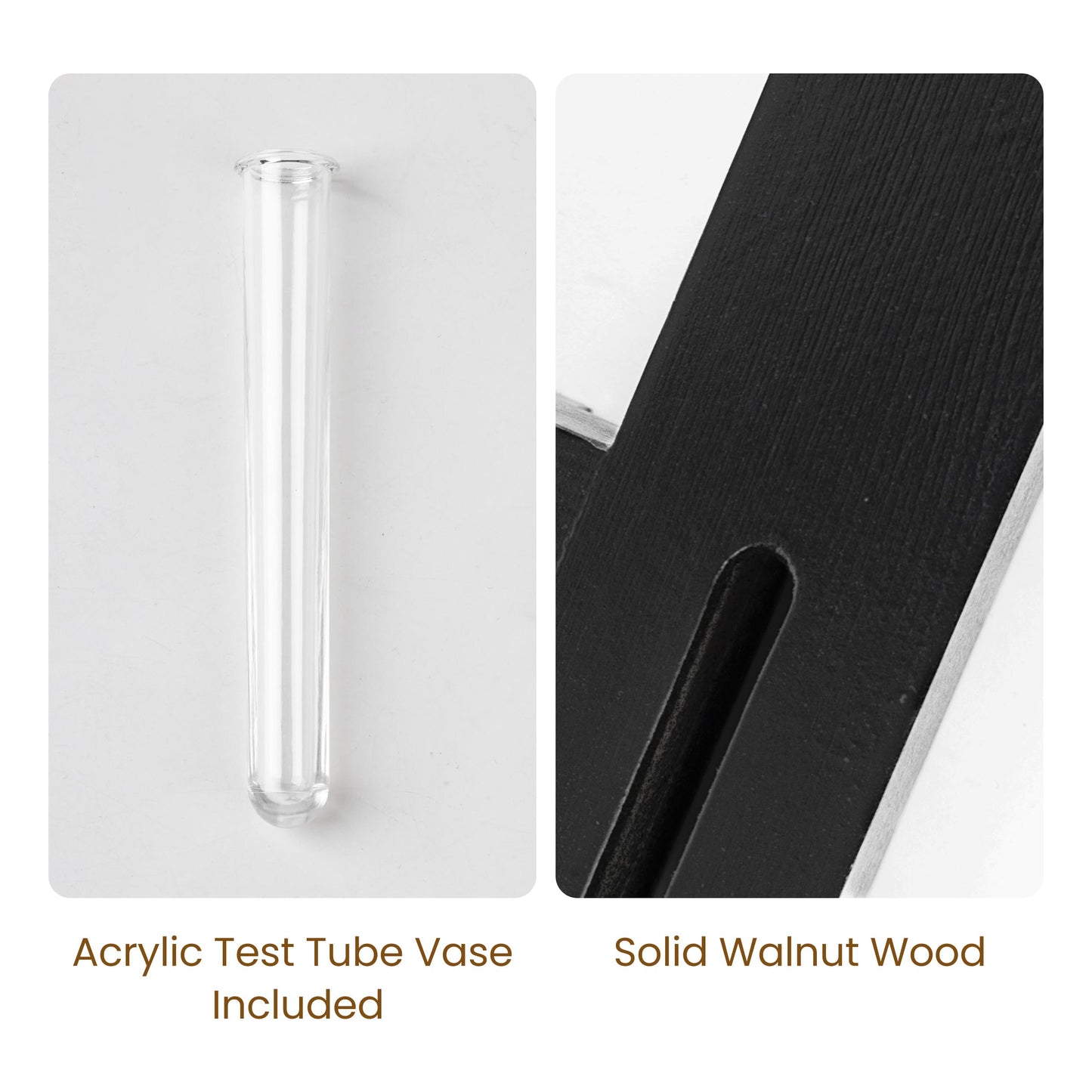 AELS Black Wall Mounted Key Holder with Acrylic Vase & Mail Organizer, Wooden Entryway Key Rack with 5.9" Test Tube Vase, Decorative Key Hanger with Slot for Keys and Letters, Gift Idea