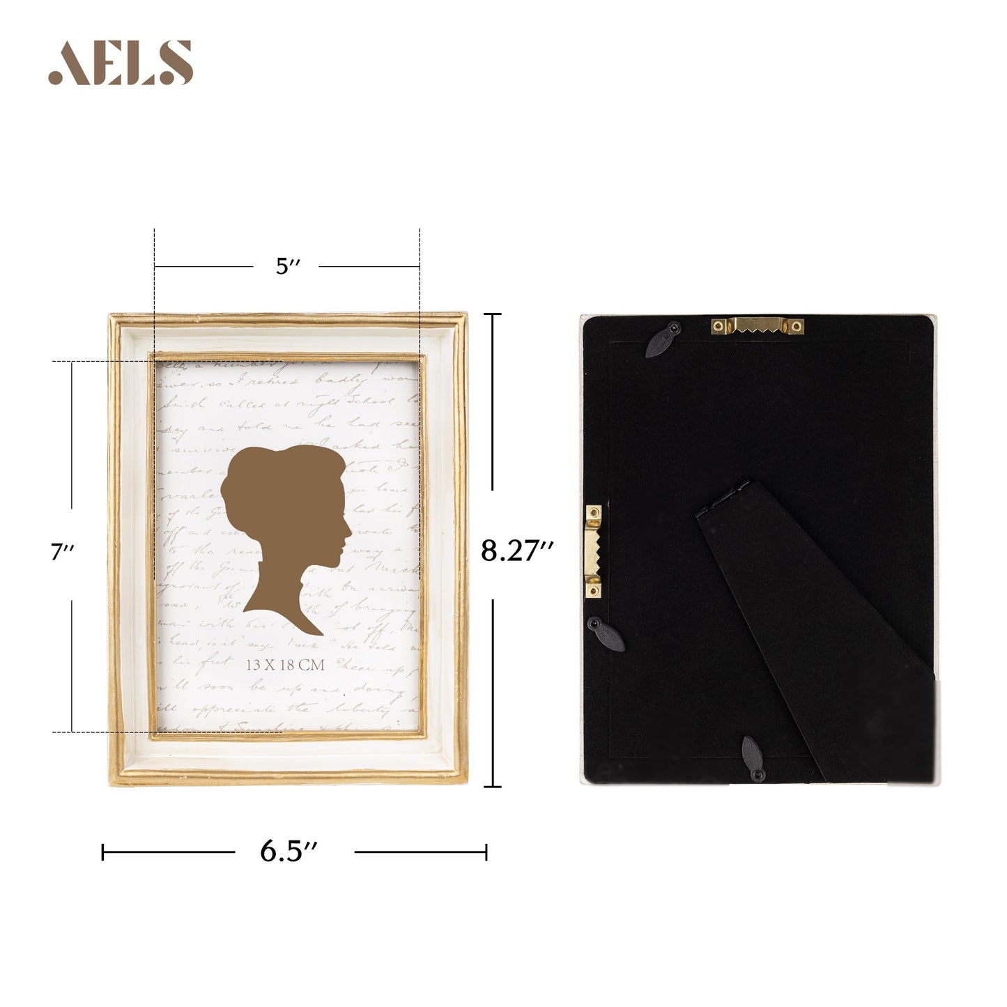 AELS 8x10 Inch Vintage Picture Frame, Elegant Antique Photo Frames with Glass Front, Photo Display, Tabletop Wall Hanging, Gift Ideas, Off-white with Gold Trim