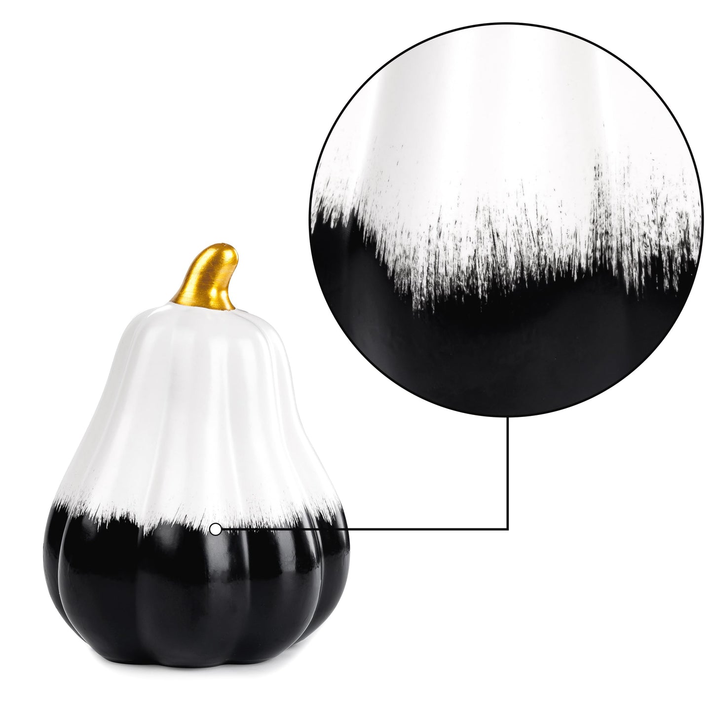 AELS Modern Ceramic Pumpkins Fall Decor Indoor, Set of 3 Chic Tabletop Decorations, Artificial Pumpkins Decor for Fall Table Runner, Office, Holiday Party Home, Black and White