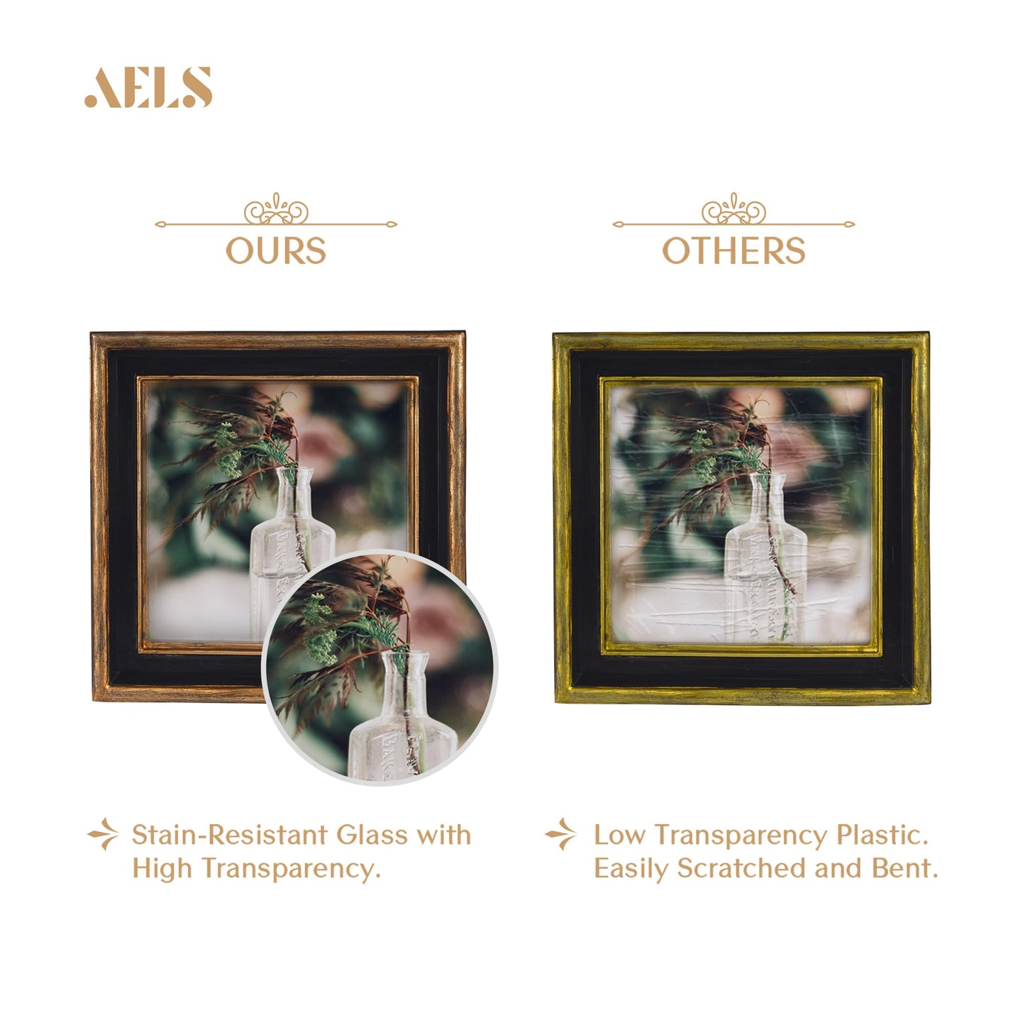 AELS 8x10 Inch Vintage Picture Frame, Elegant Antique Photo Frames with Glass Front, Photo Display, Tabletop Wall Hanging, Gift Ideas, Off-white with Gold Trim