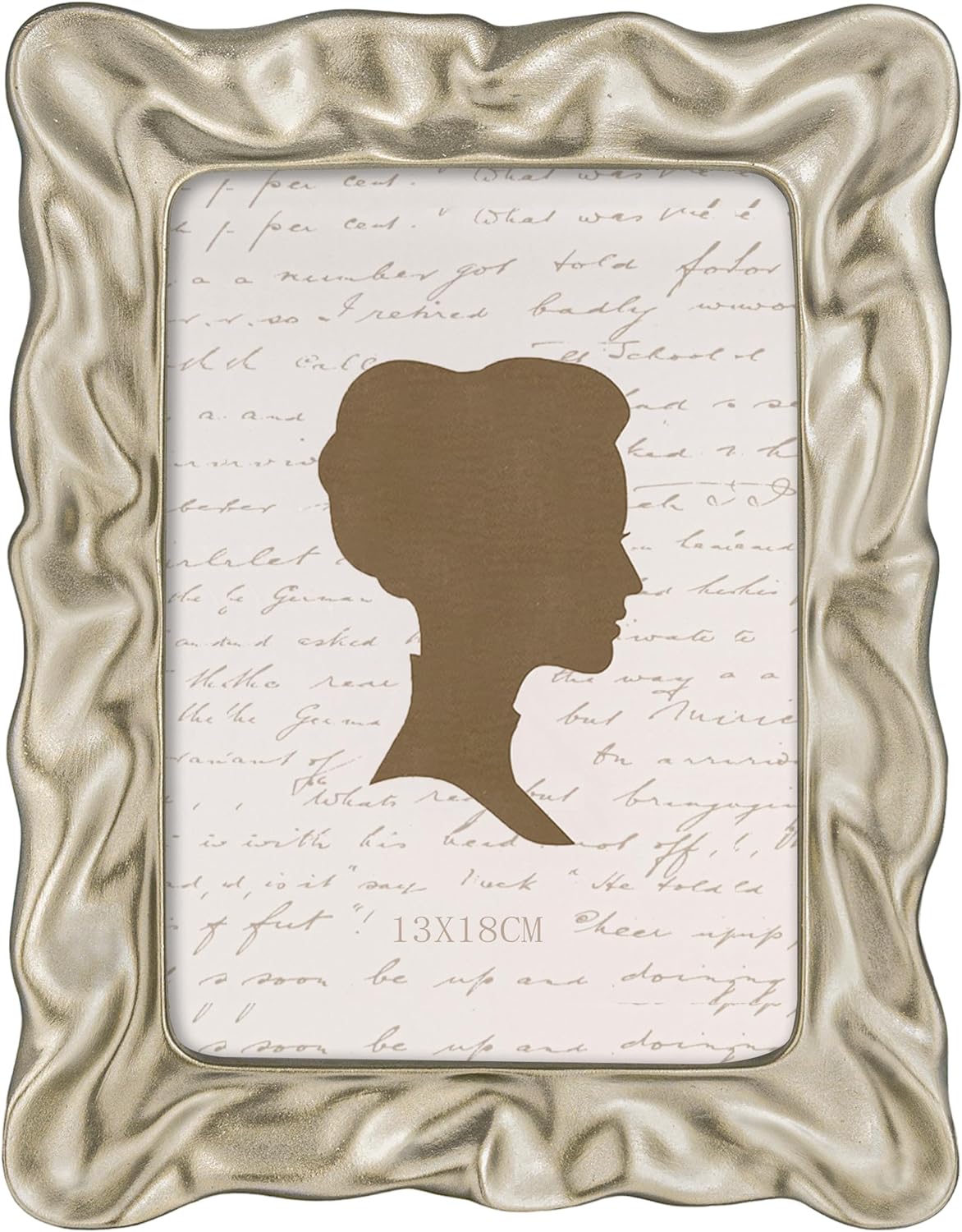 AELS 5x7 Inch Satin Nickel Ruffled Textured Scalloped Picture Frame, Wavy Organic Modern Mid Century Modern Antique Photo Frame with Glass Front, Tabletop Wall Hanging, Gift Ideas