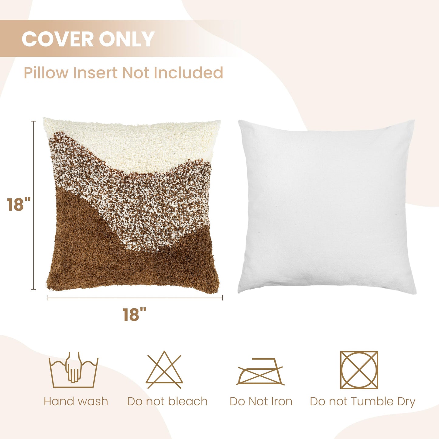 AELS Boho Decorative Textured Throw Pillow Covers 18x18, Modern Abstract Mid Century Pillow Case, Farmhouse Neutral Cushion Case for Bed Couch Sofa, Ombre Light Brown